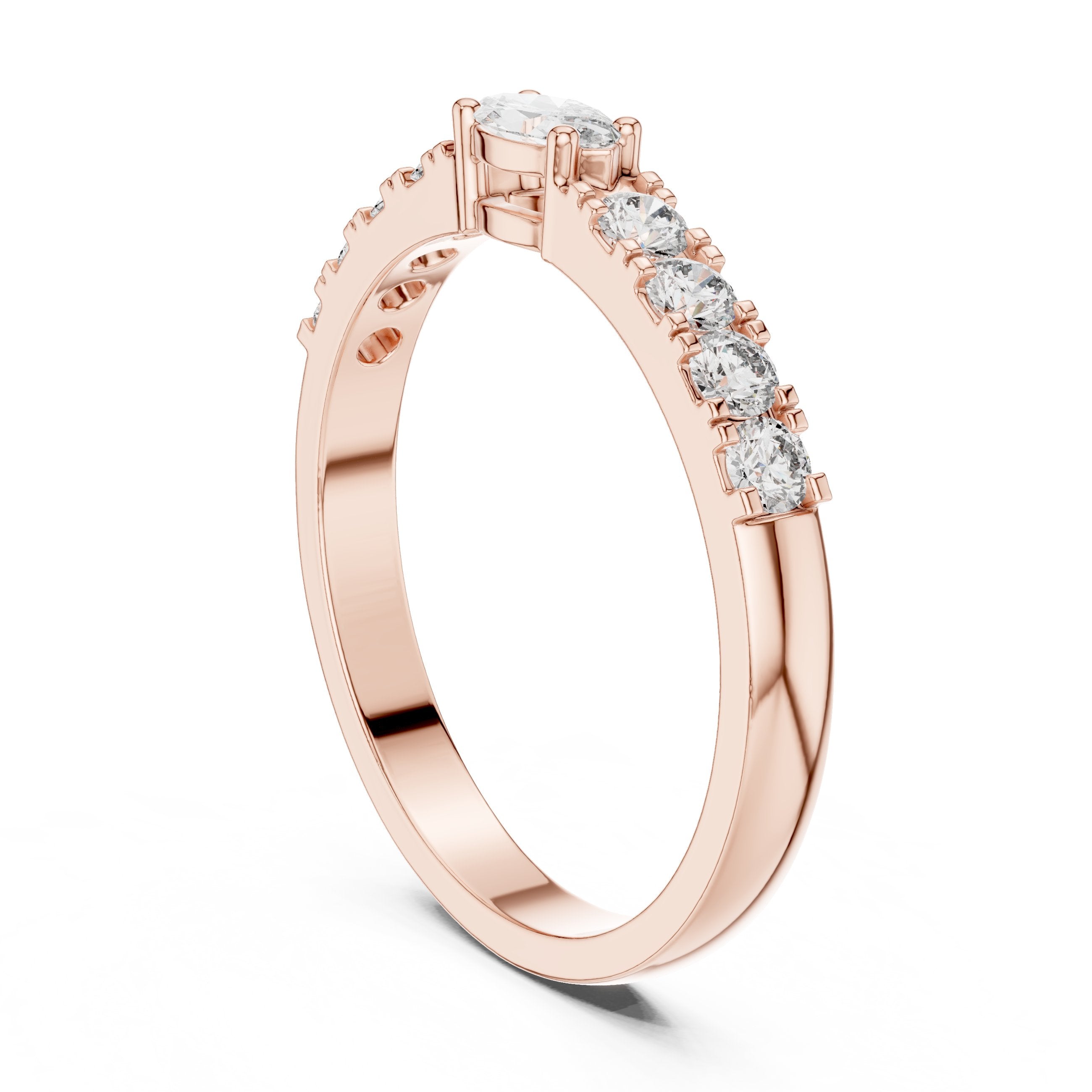 Marquise and Round Diamond Half Eternity Band in Rose Gold - VYKA Diamonds