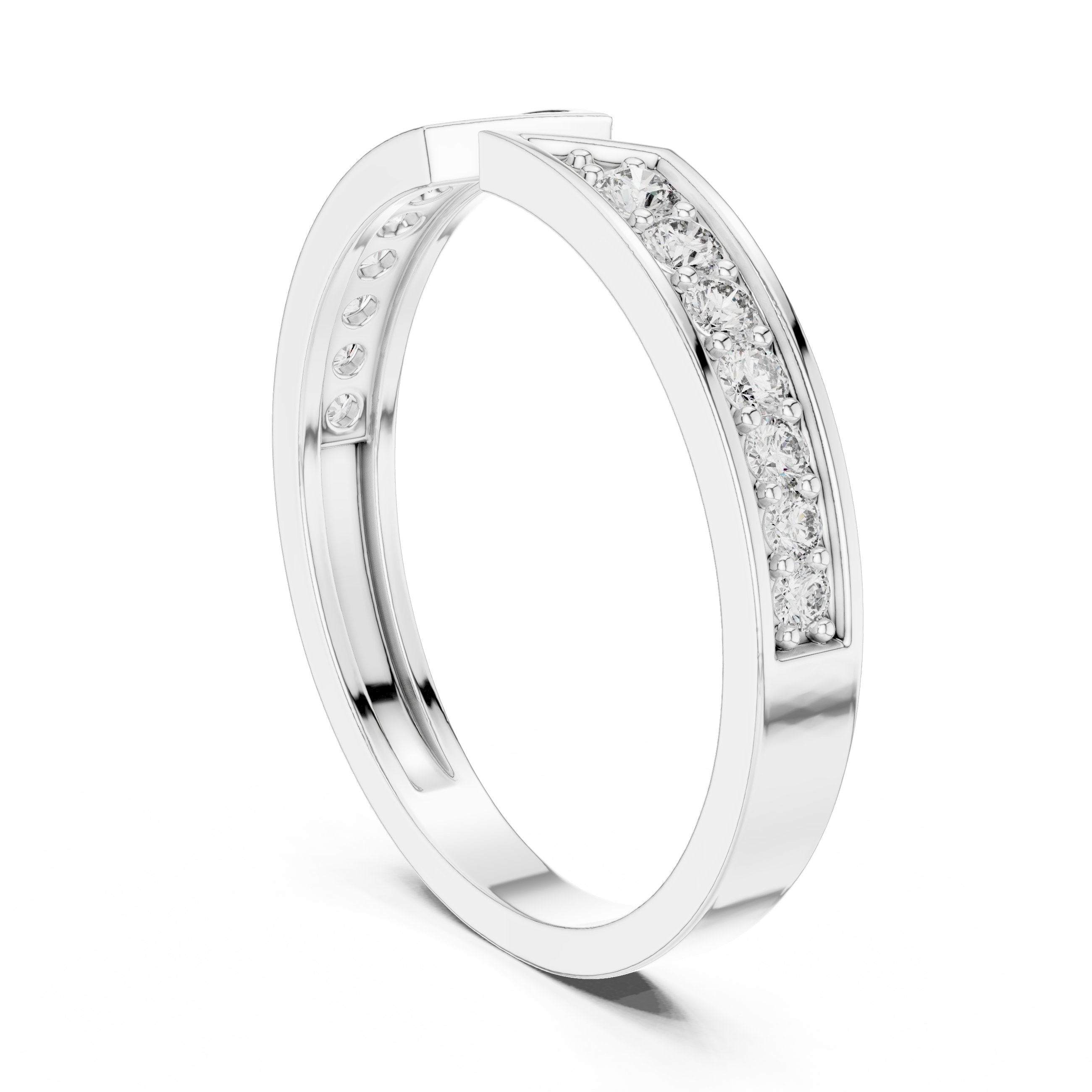 Graceful Floral Diamond Engagement Ring in White Gold - VYKA Diamonds