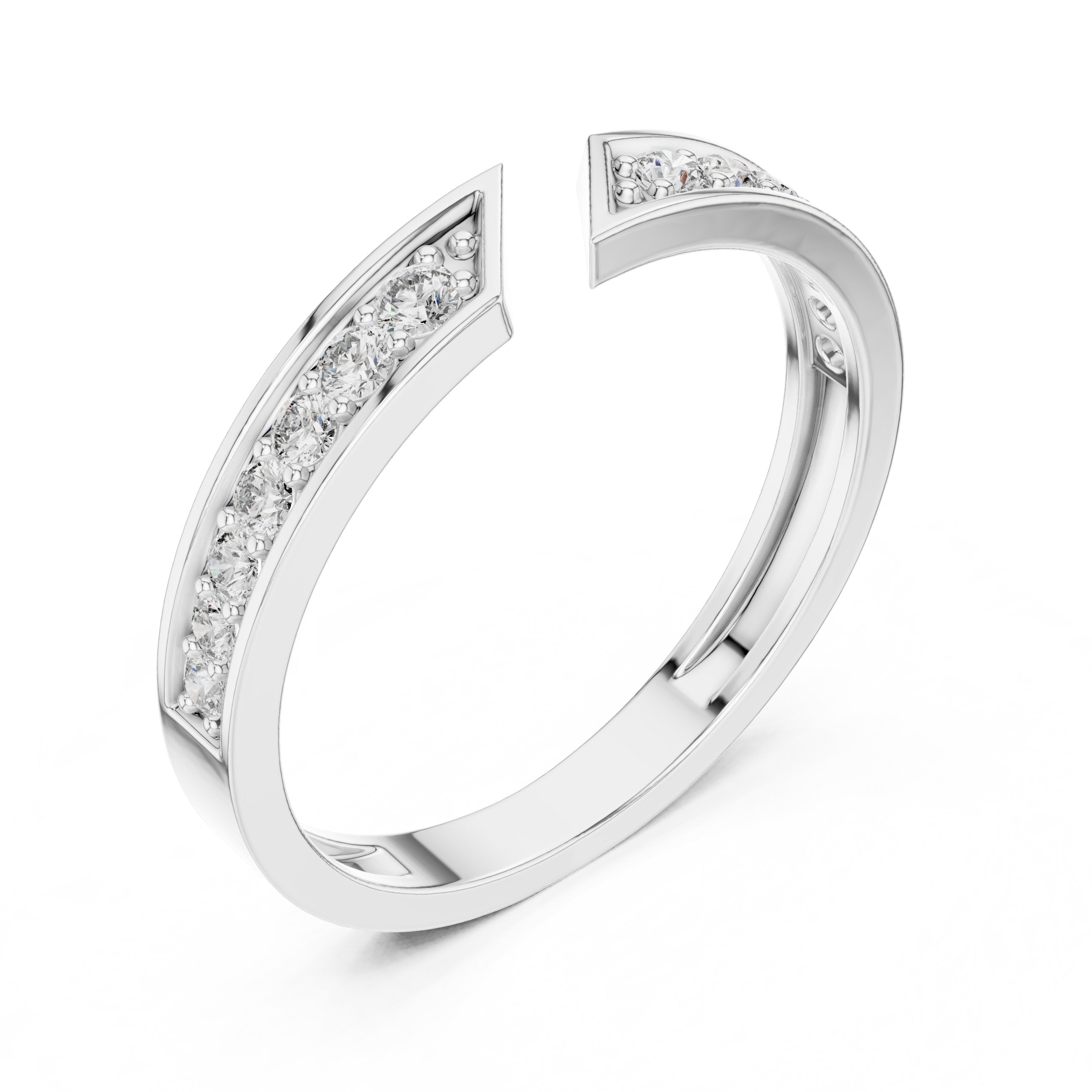 Graceful Floral Diamond Engagement Ring in White Gold - VYKA Diamonds