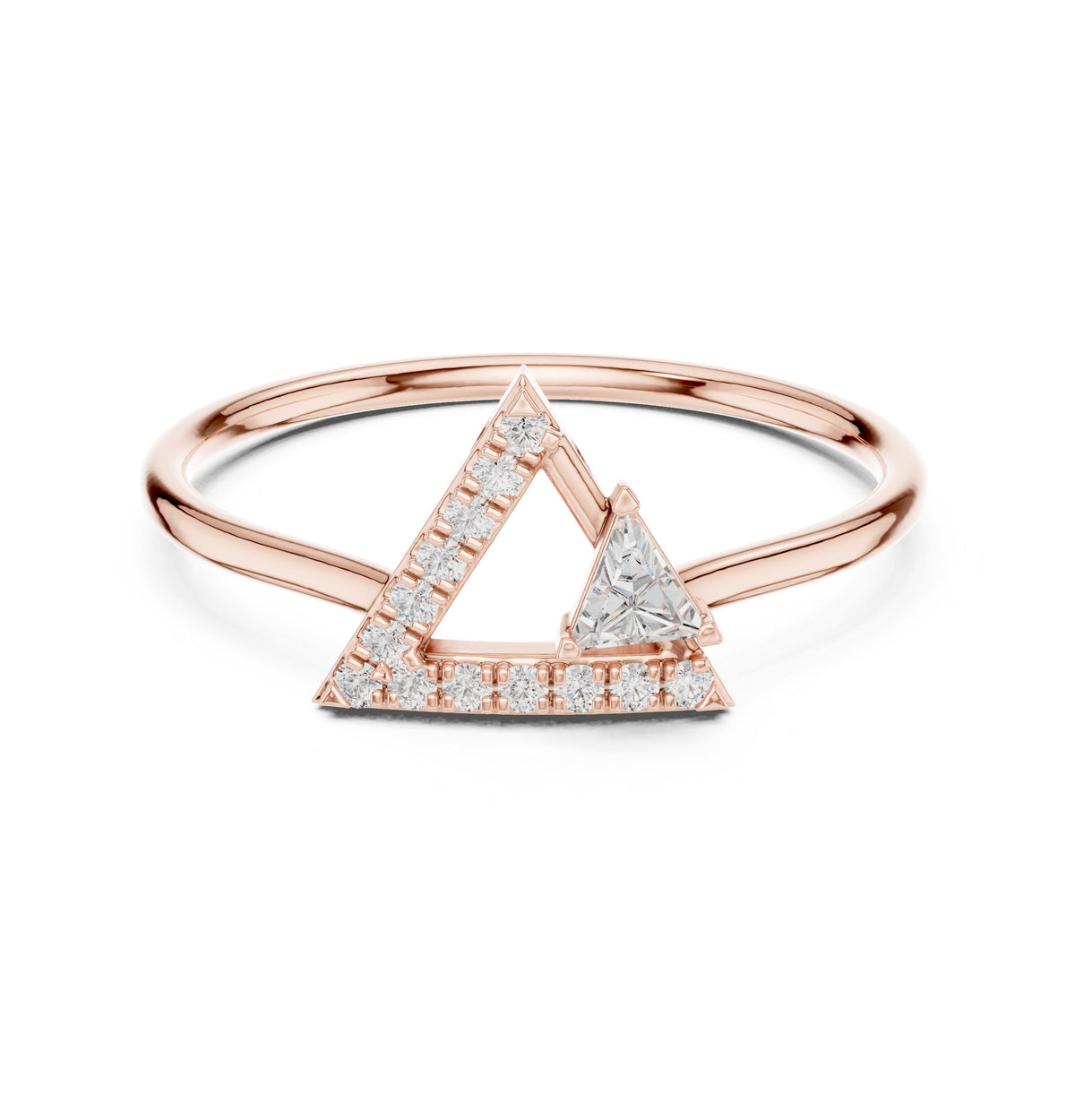 Interlocking Triangle Geometric Diamond Ring