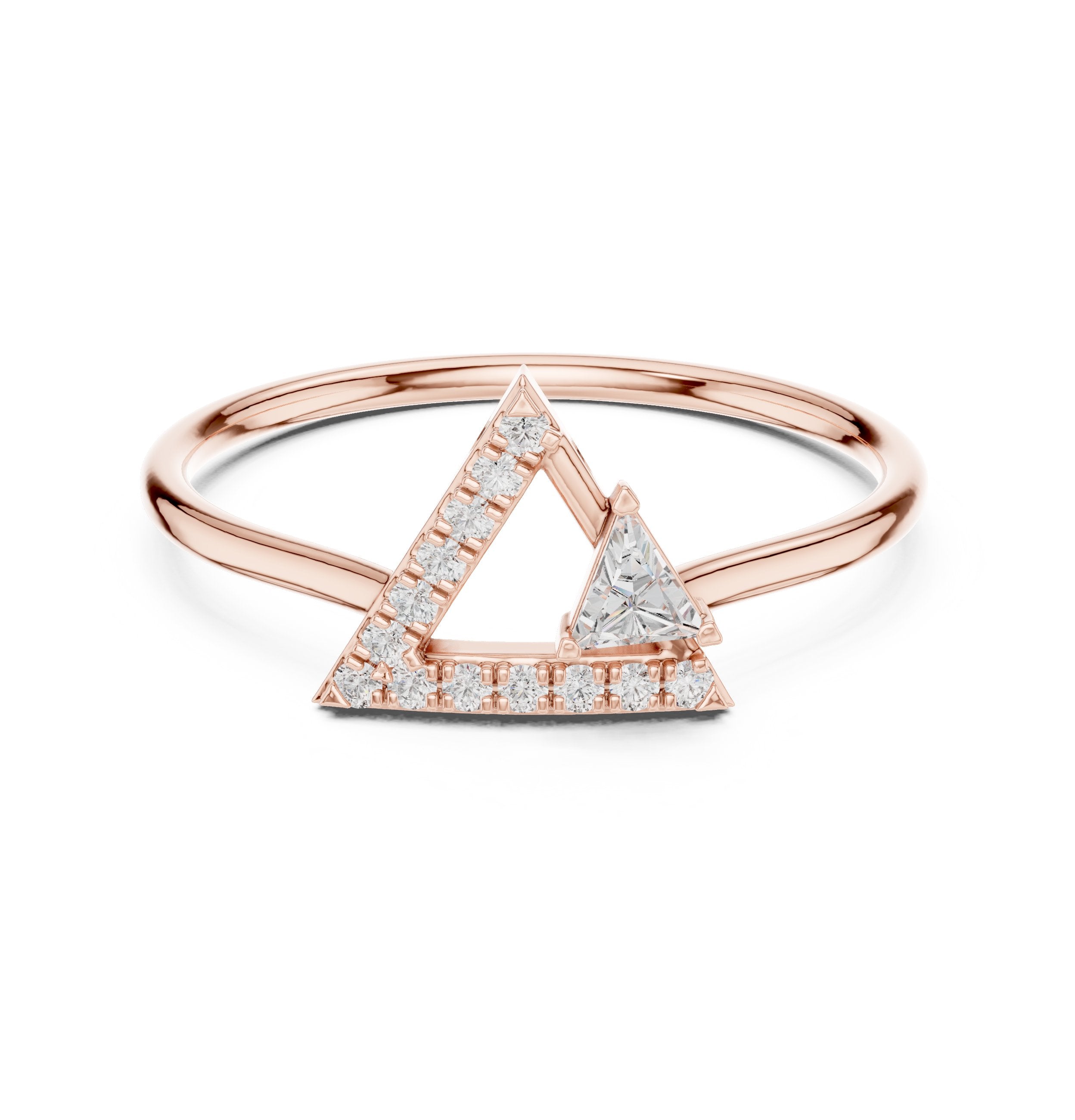 Interlocking Triangle Geometric Diamond Ring in Rose Gold - VYKA Diamonds