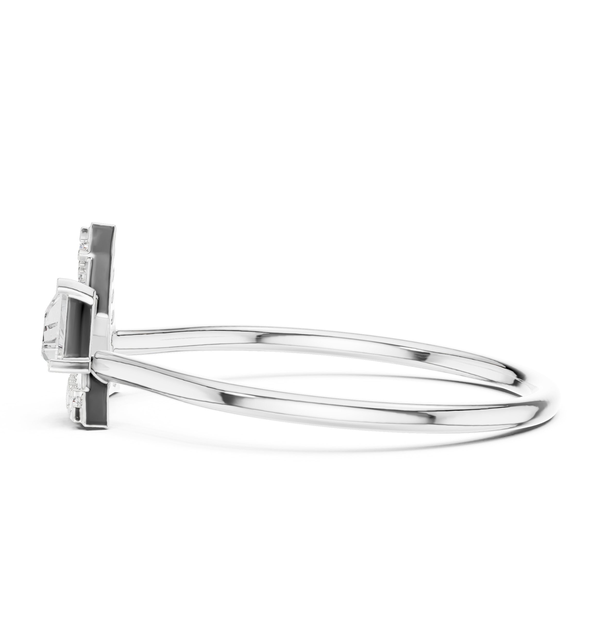 Interlocking Triangle Geometric Diamond Ring in White Gold - VYKA Diamonds