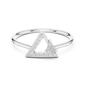 Interlocking Triangle Geometric Diamond Ring
