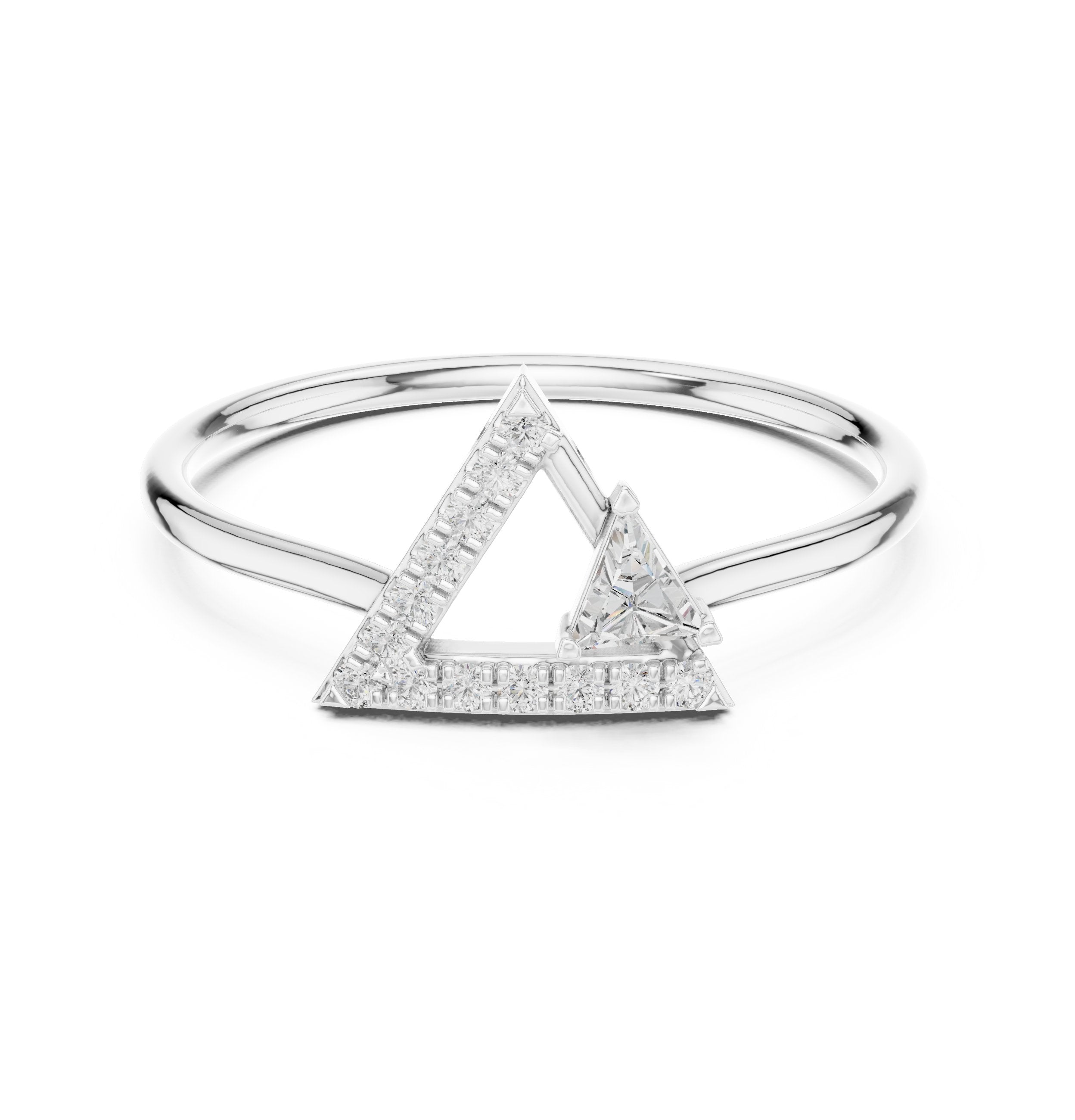 Interlocking Triangle Geometric Diamond Ring in White Gold - VYKA Diamonds