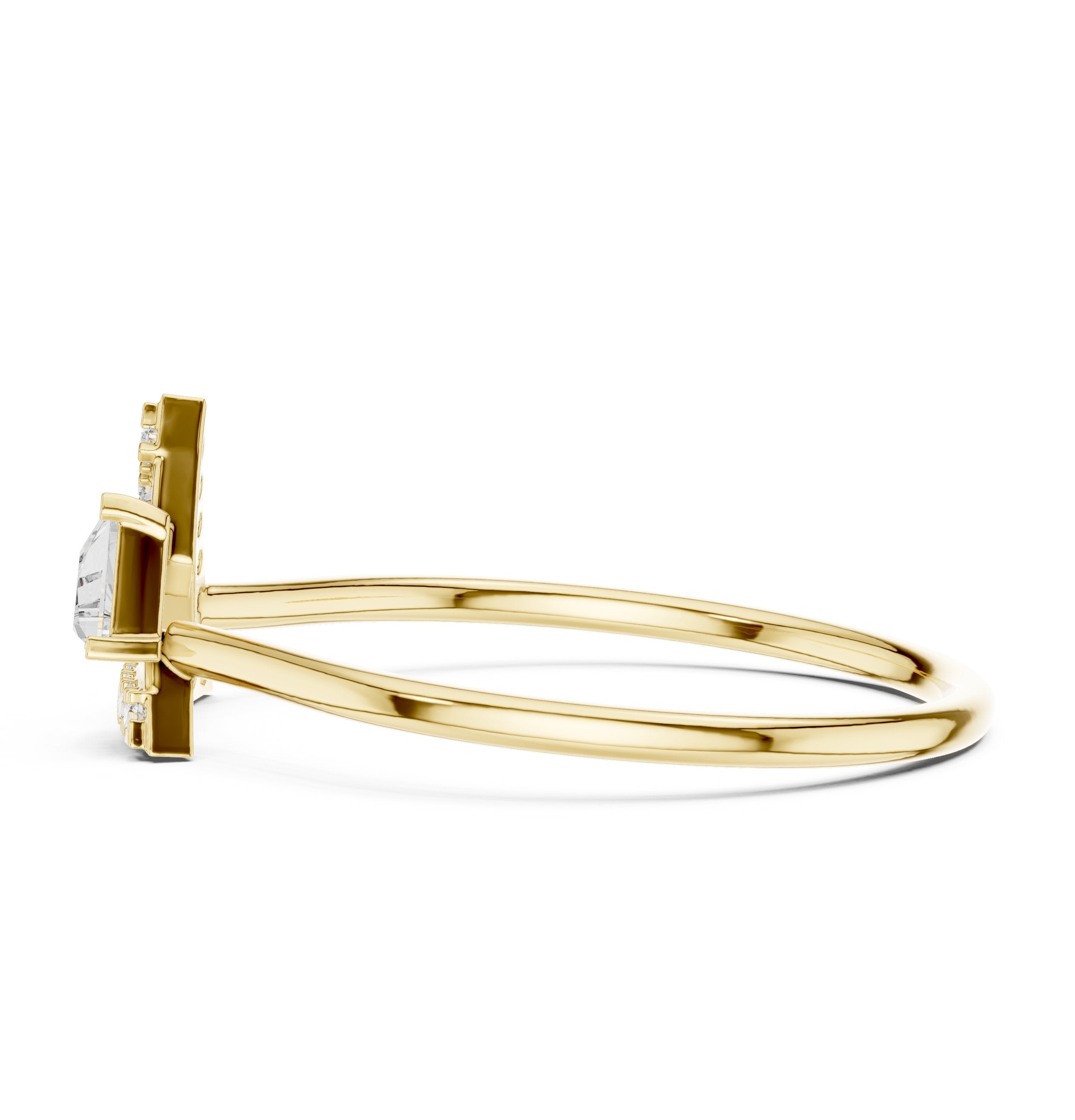 Interlocking Triangle Geometric Diamond Ring in Yellow Gold - VYKA Diamonds