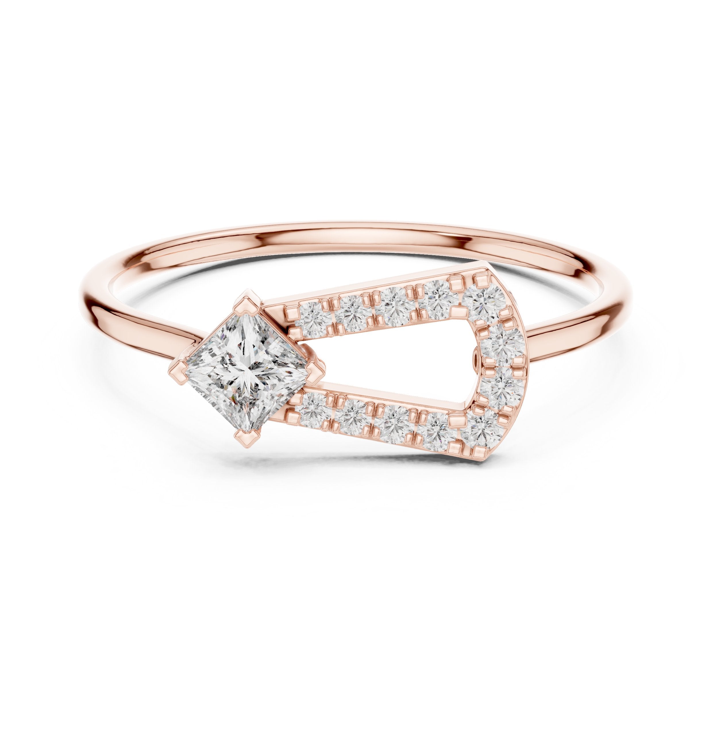 خاتم خطوبة ألماس أميري بهالة in Rose Gold - VYKA Diamonds