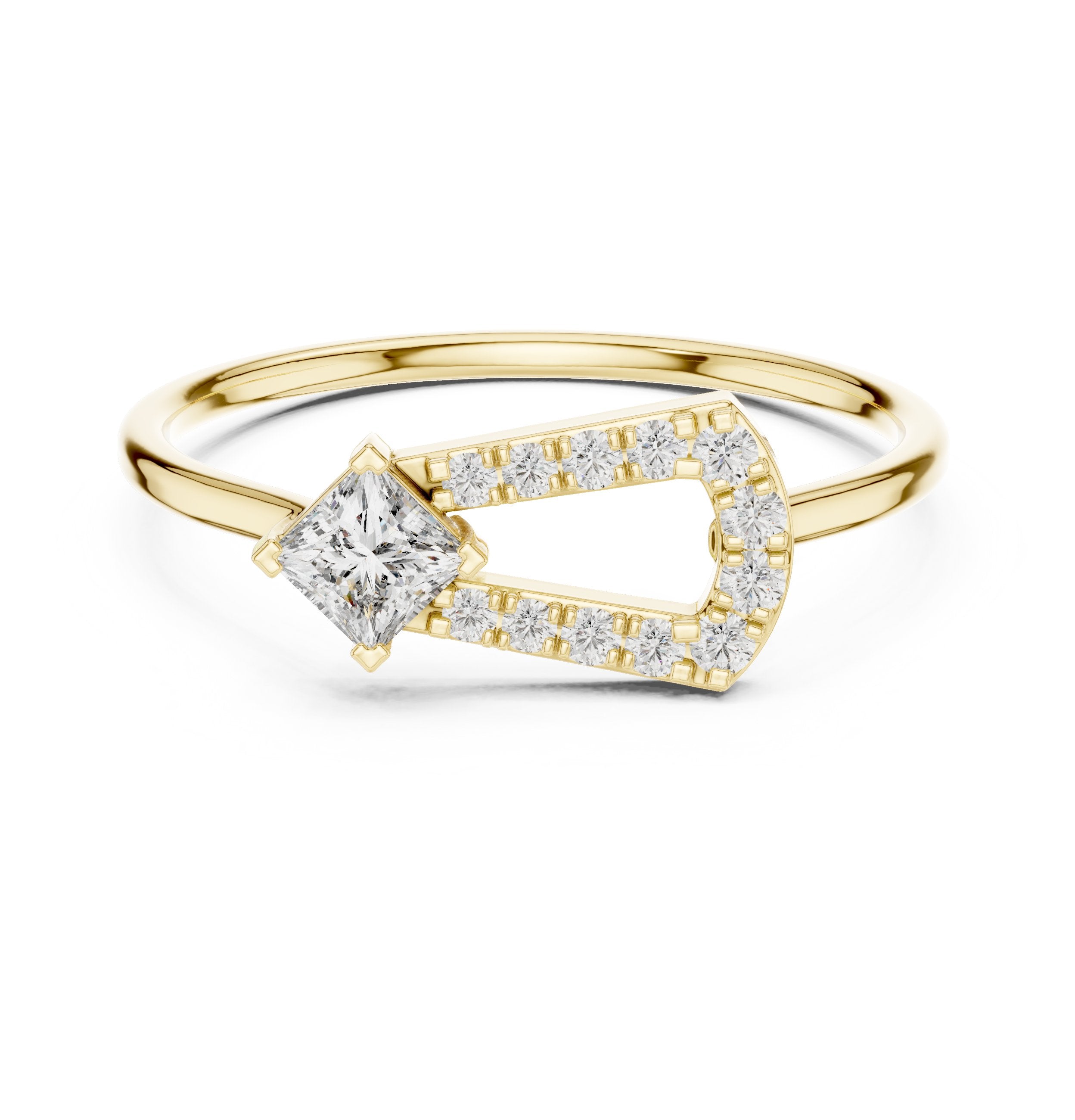 خاتم خطوبة ألماس أميري بهالة in Yellow Gold - VYKA Diamonds