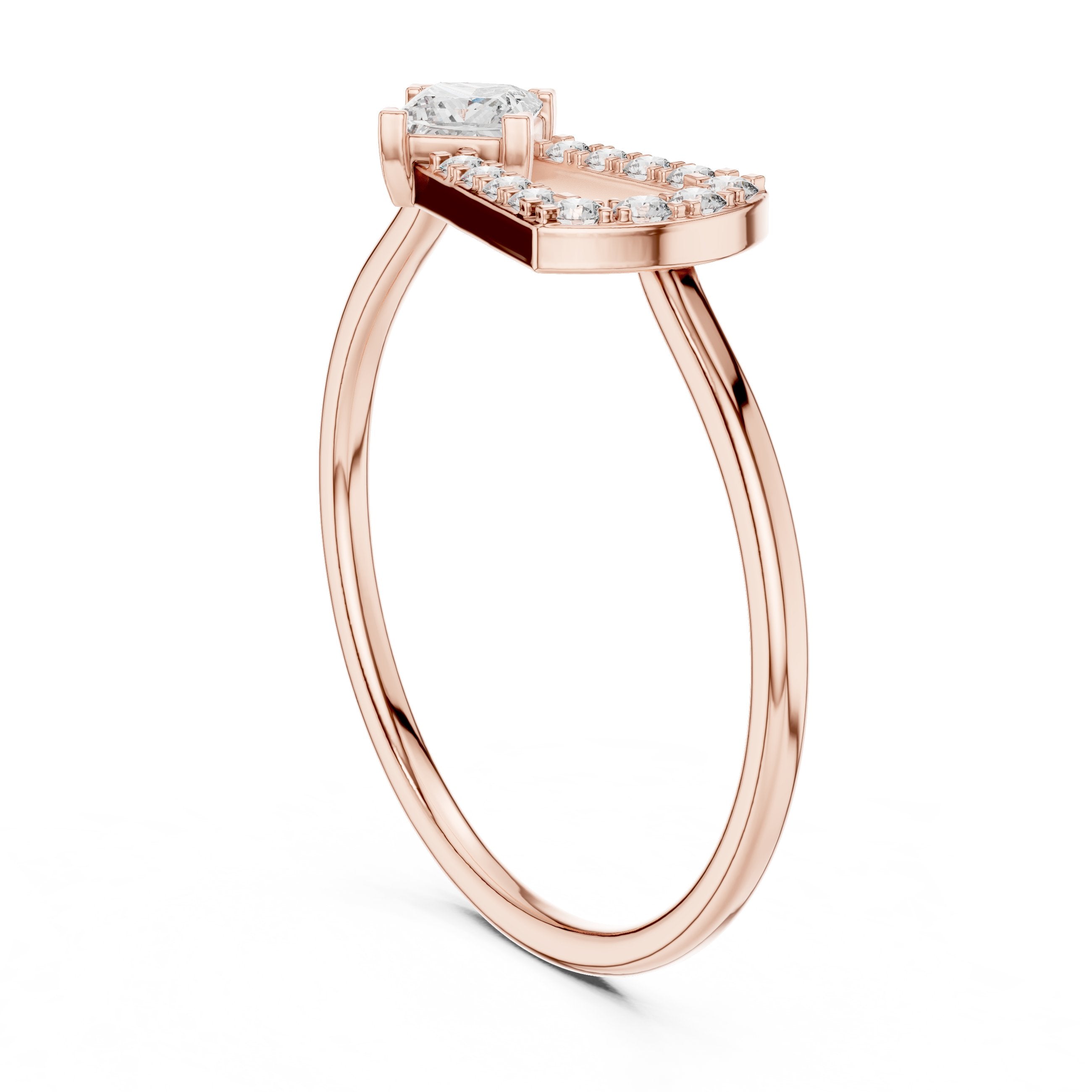 خاتم خطوبة ألماس أميري بهالة in Rose Gold - VYKA Diamonds