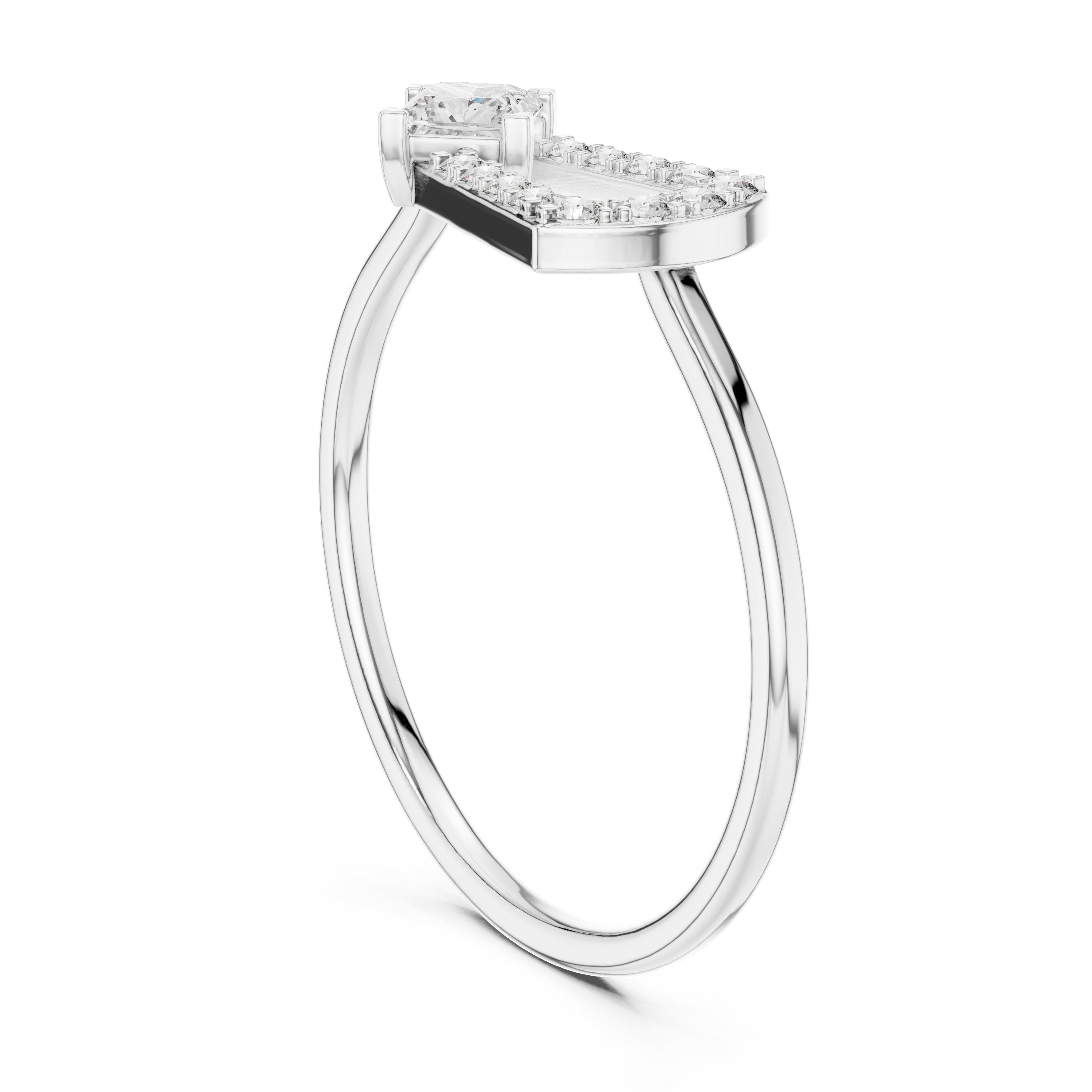 خاتم خطوبة ألماس أميري بهالة in White Gold - VYKA Diamonds
