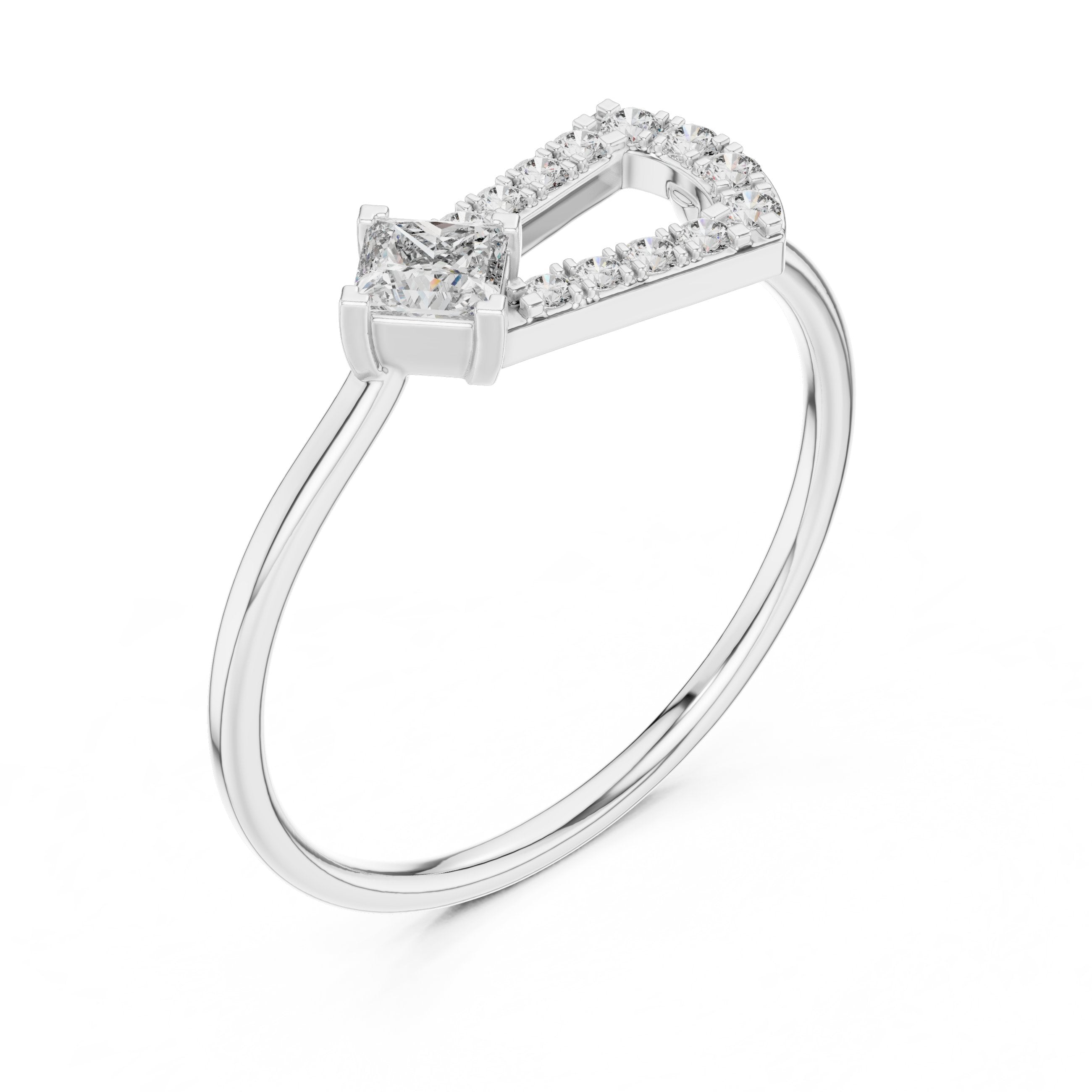 خاتم خطوبة ألماس أميري بهالة in White Gold - VYKA Diamonds