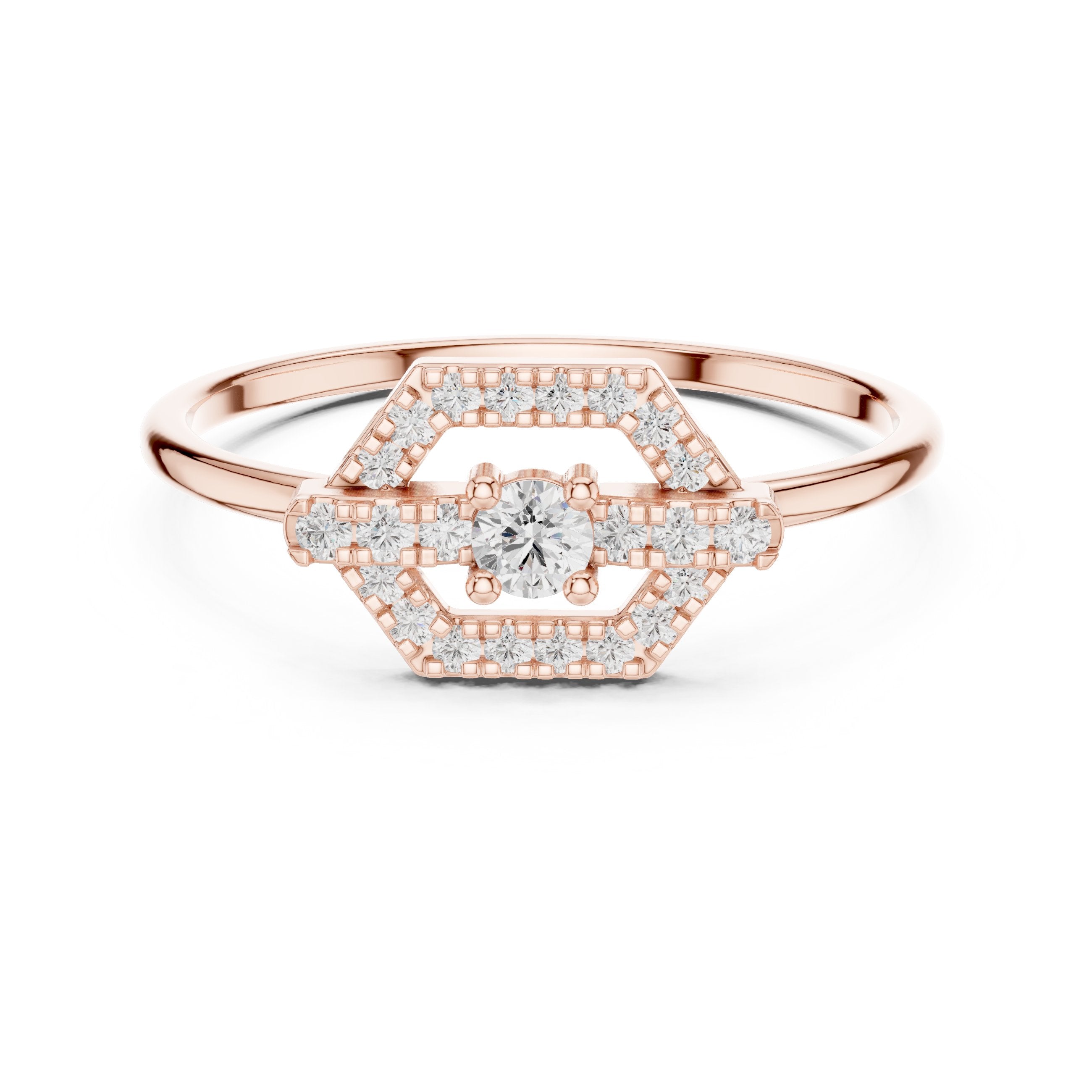 Lustrous Pave Diamond Engagement Ring in Rose Gold - VYKA Diamonds