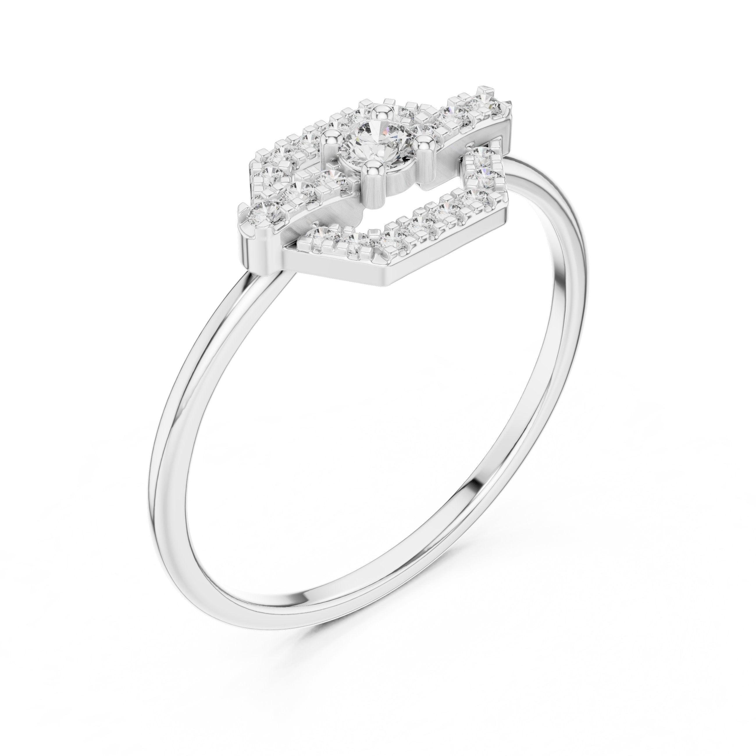 Lustrous Pave Diamond Engagement Ring in White Gold - VYKA Diamonds
