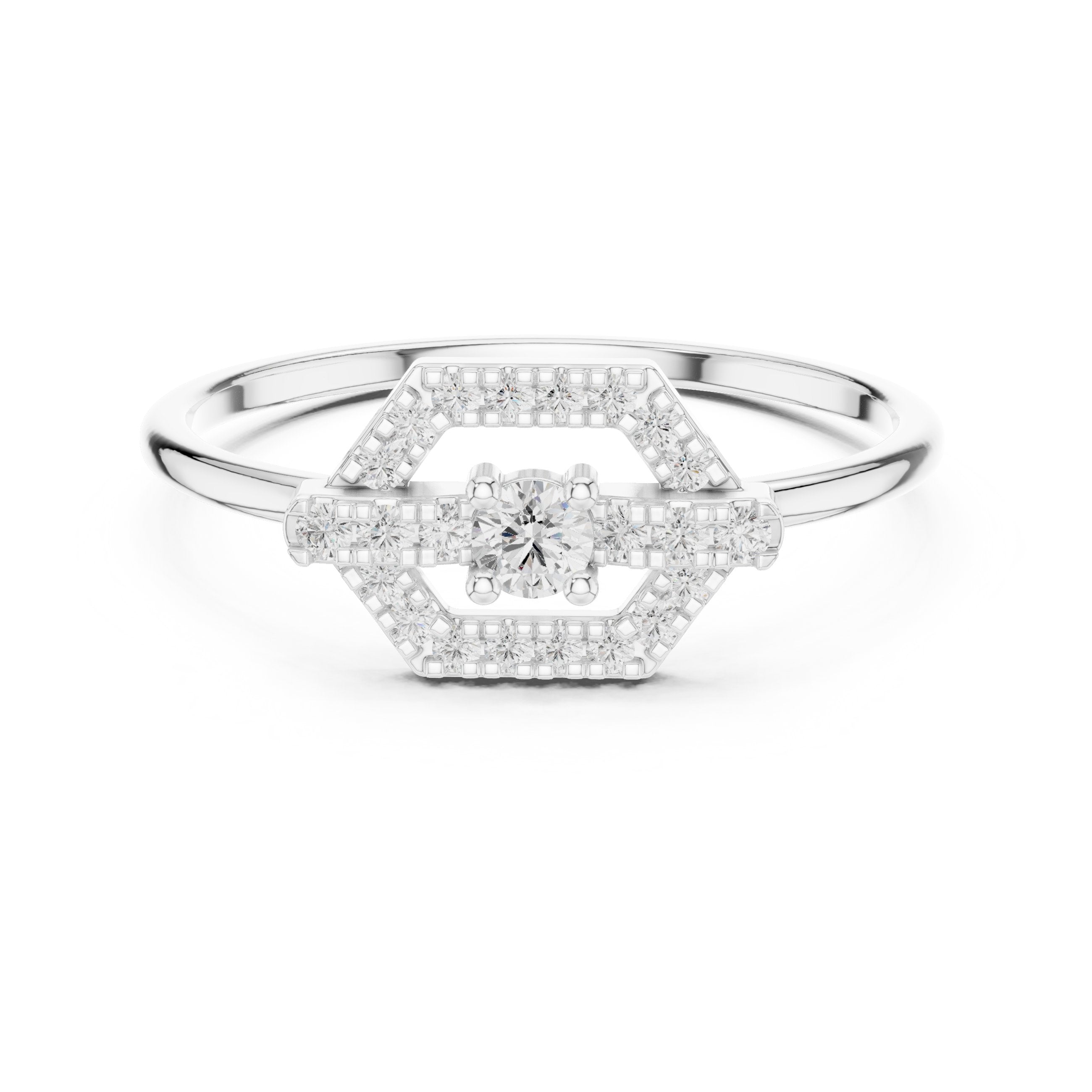 Lustrous Pave Diamond Engagement Ring in White Gold - VYKA Diamonds