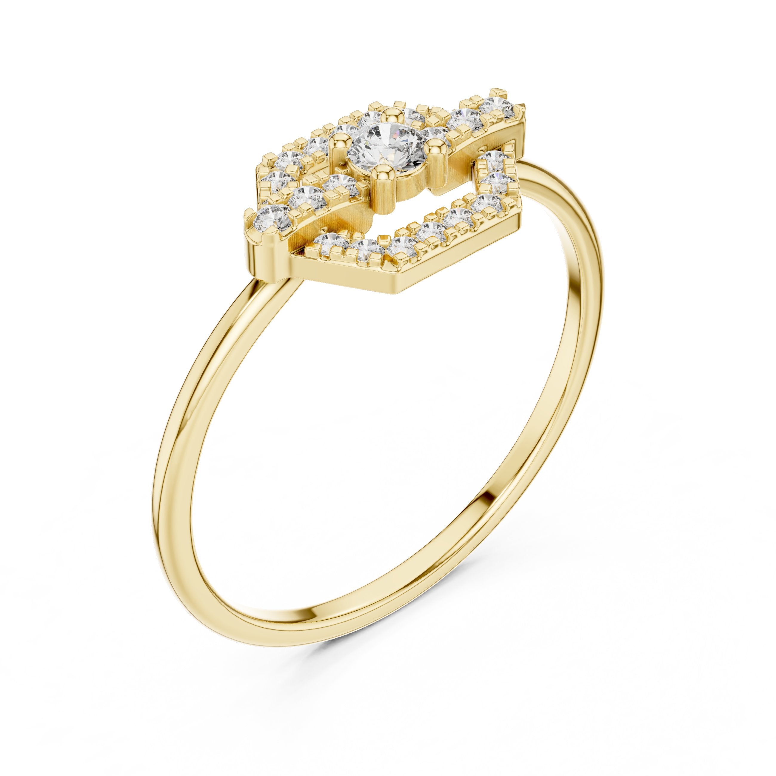 Lustrous Pave Diamond Engagement Ring in Yellow Gold - VYKA Diamonds
