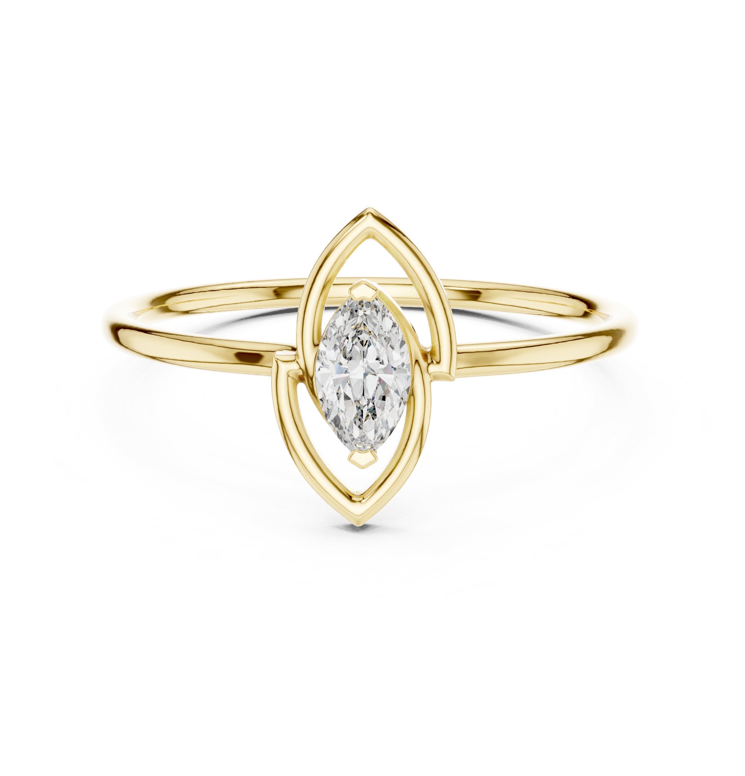 Captivating Hidden Halo Diamond Engagement Ring in Yellow Gold - VYKA Diamonds