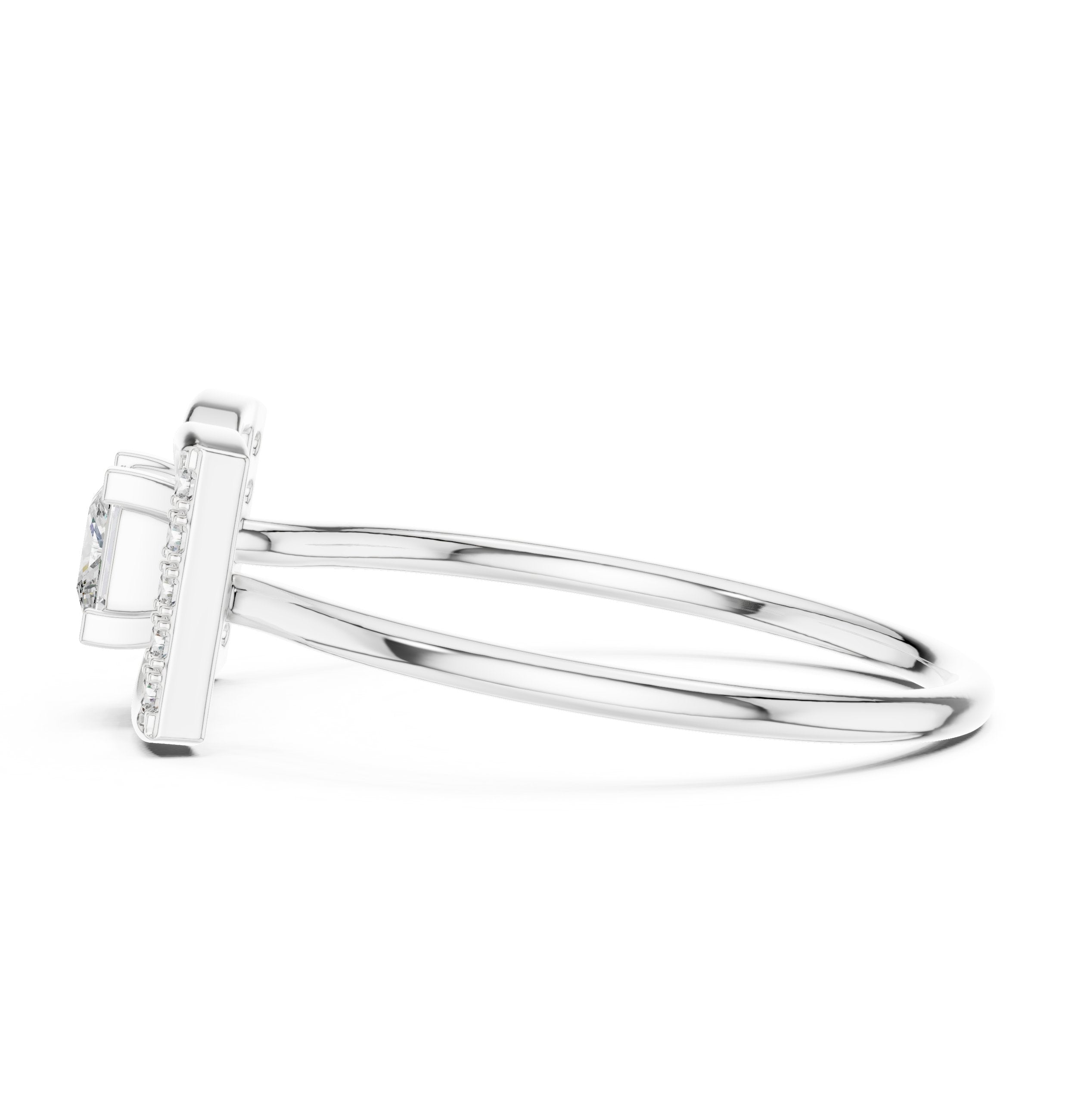 Princess Cut Diamond Geometric Engagement Ring in White Gold - VYKA Diamonds