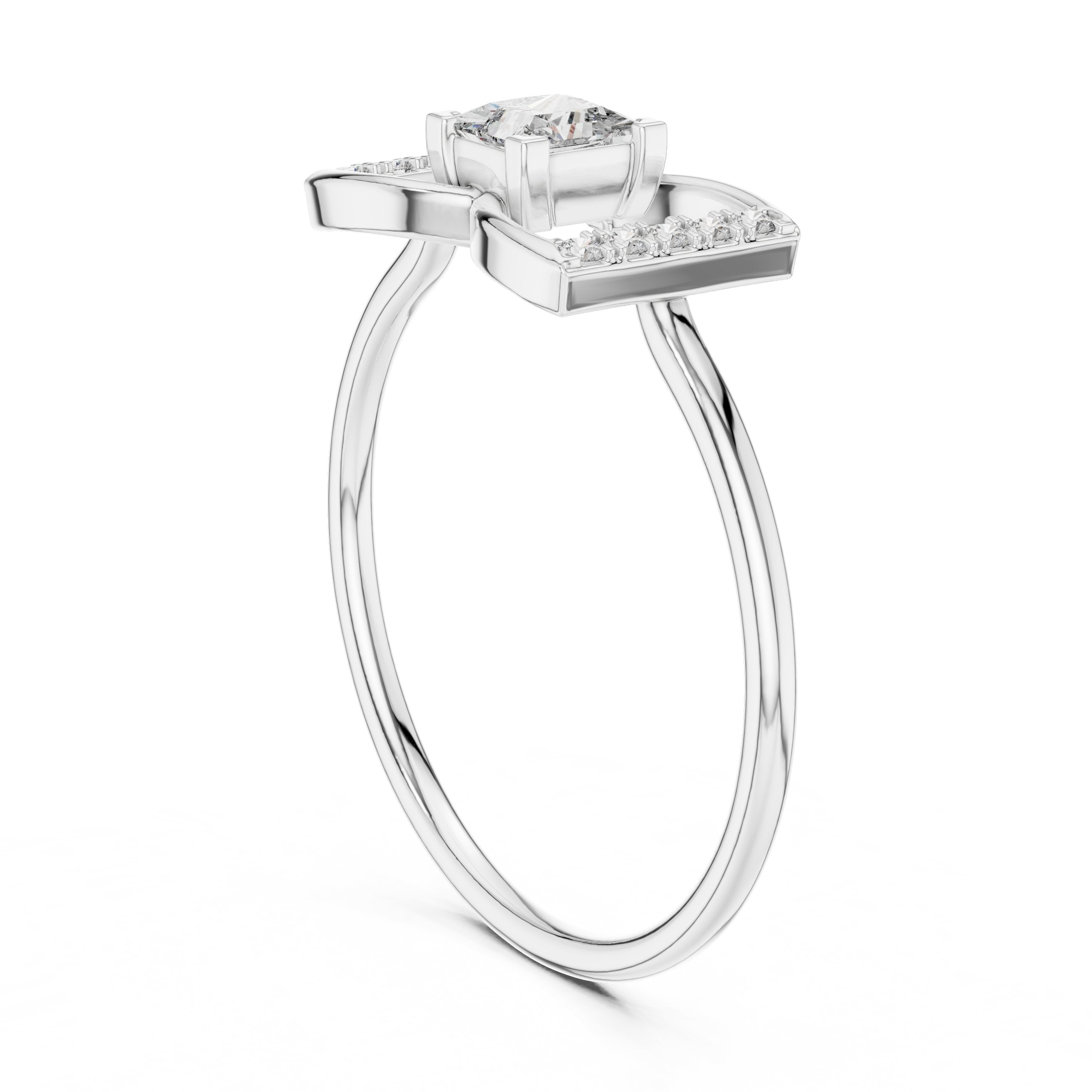 Princess Cut Diamond Geometric Engagement Ring in White Gold - VYKA Diamonds