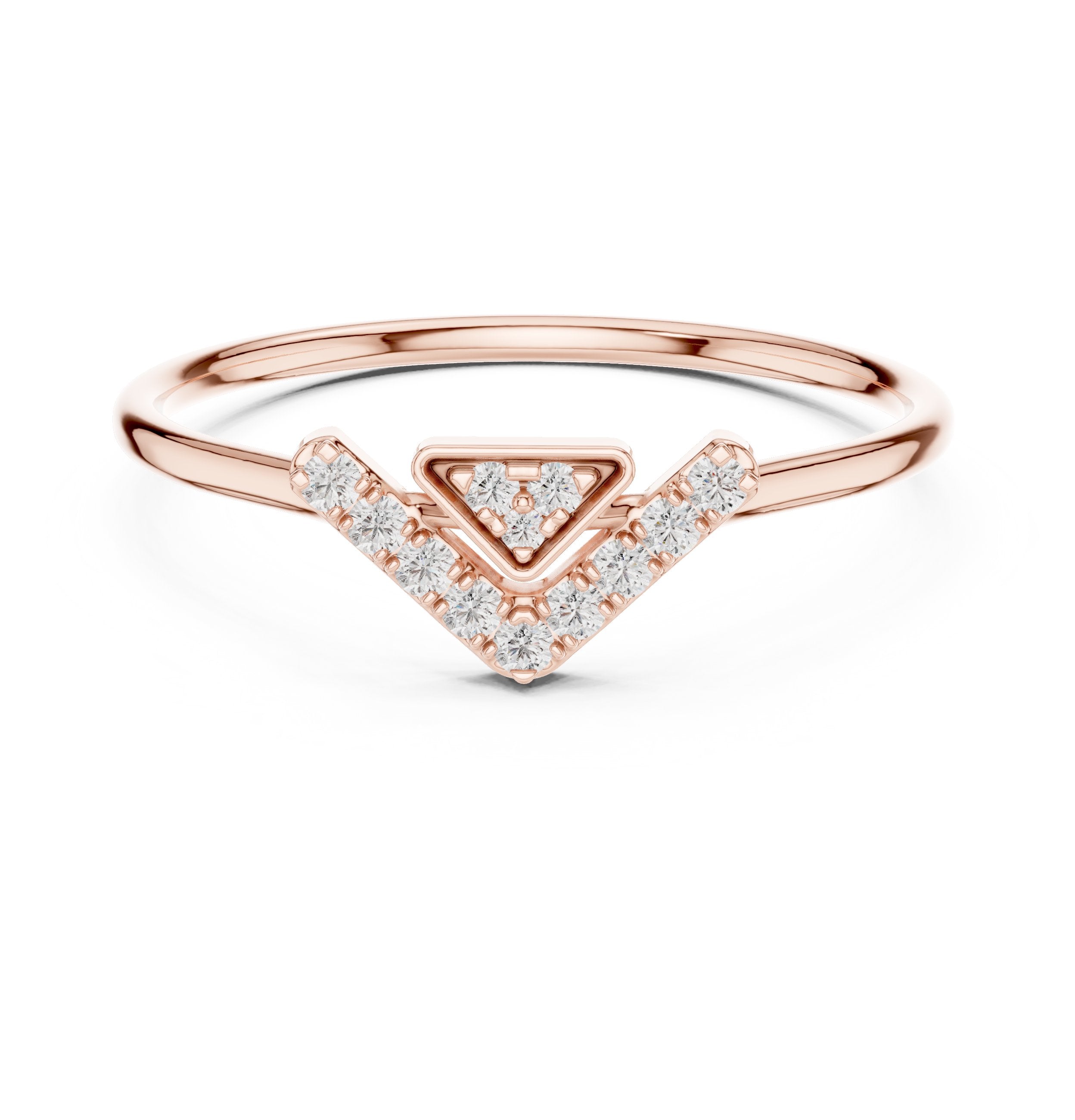 Polished Knife Edge Diamond Engagement Ring in Rose Gold - VYKA Diamonds