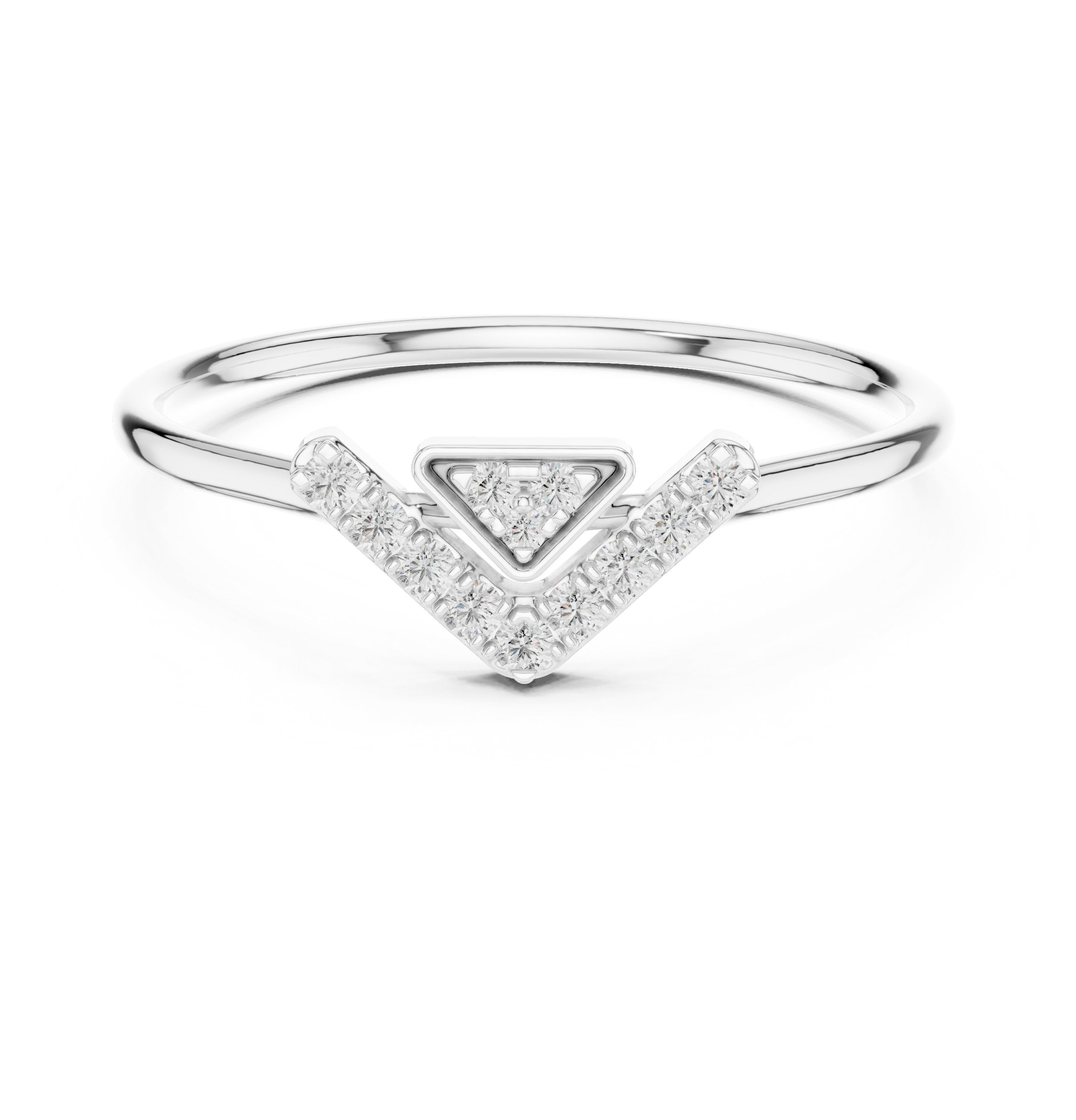 Polished Knife Edge Diamond Engagement Ring in White Gold - VYKA Diamonds