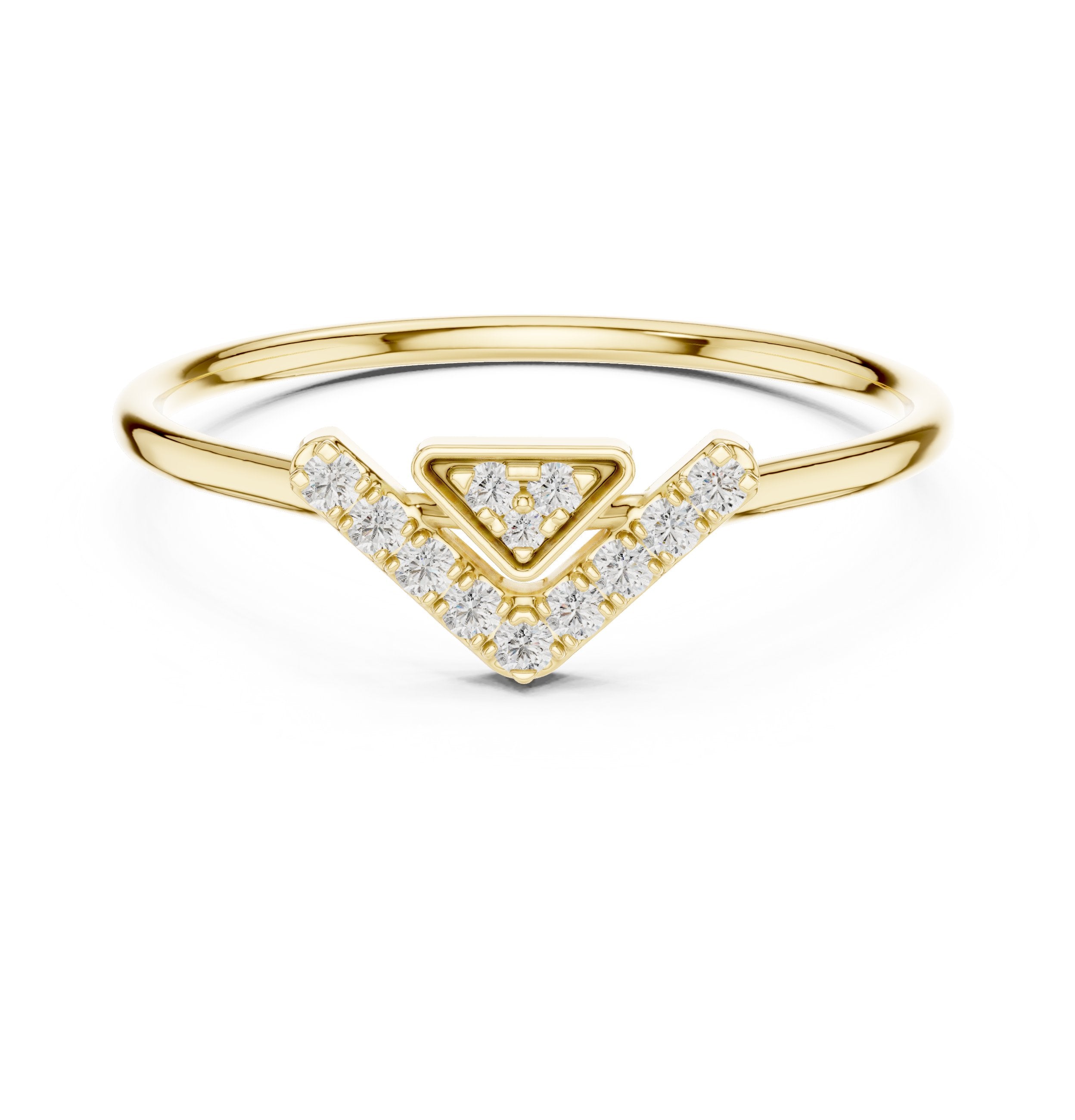 Polished Knife Edge Diamond Engagement Ring in Yellow Gold - VYKA Diamonds