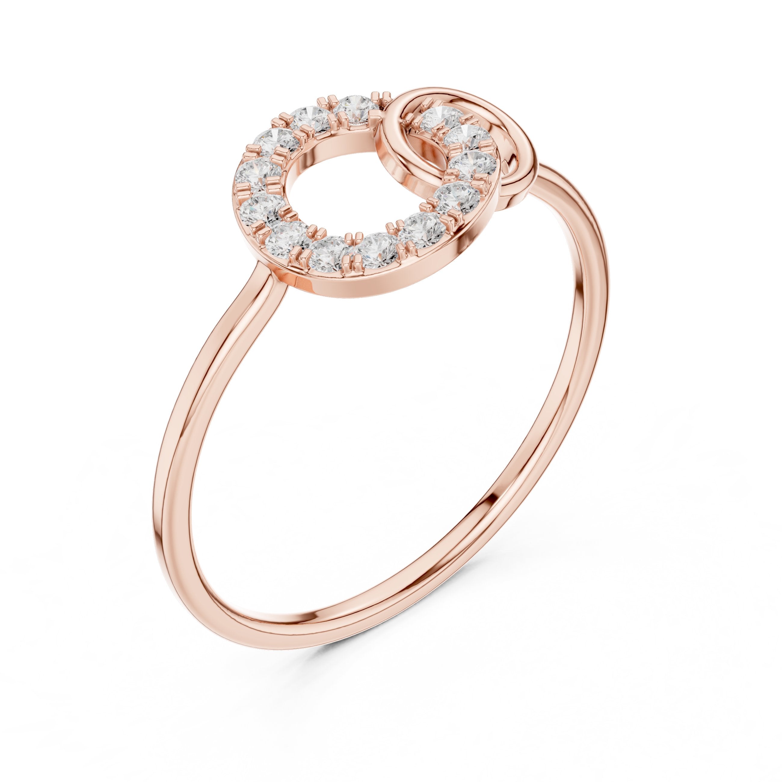 Interlocking Circles Diamond Ring in Rose Gold - VYKA Diamonds