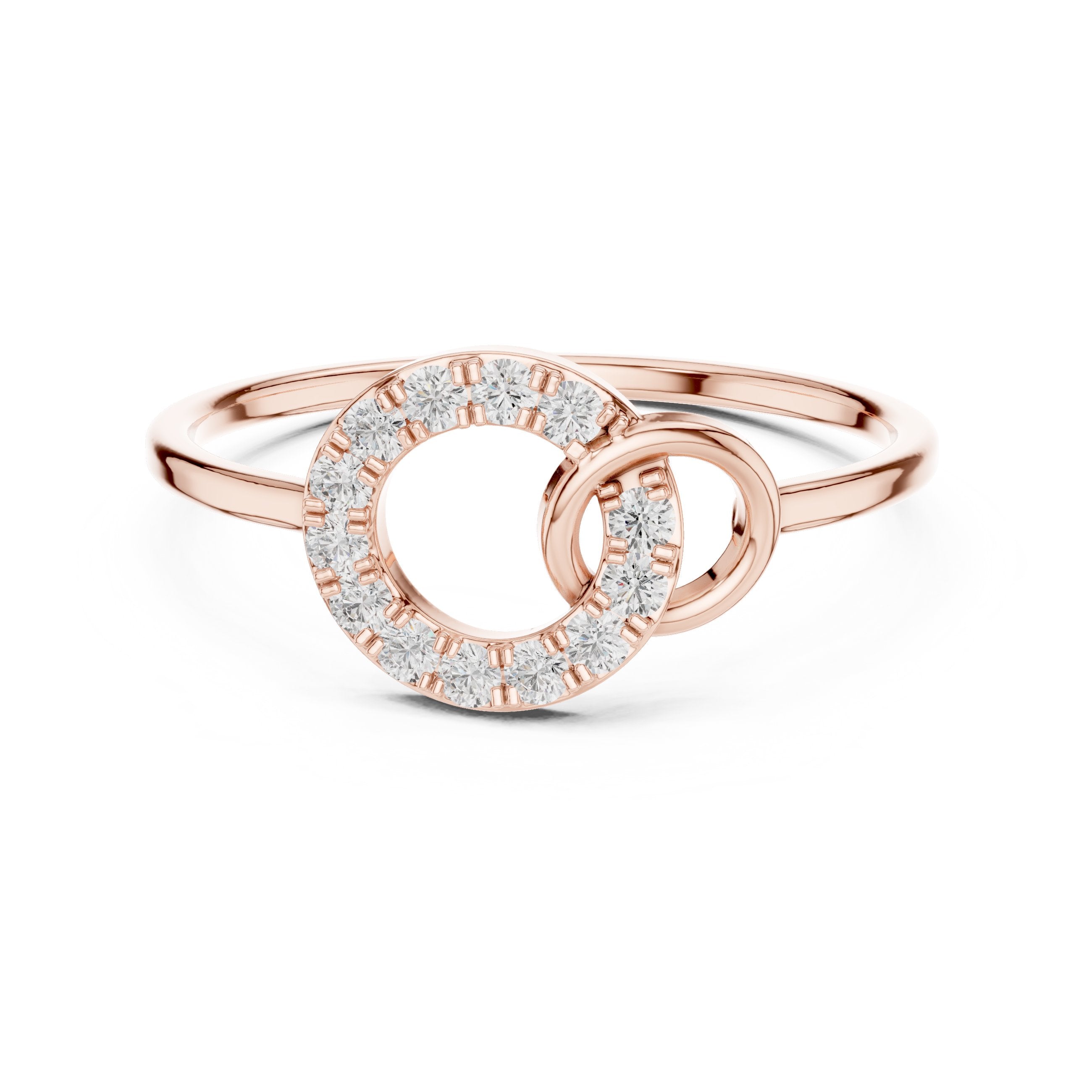 Interlocking Circles Diamond Ring in Rose Gold - VYKA Diamonds