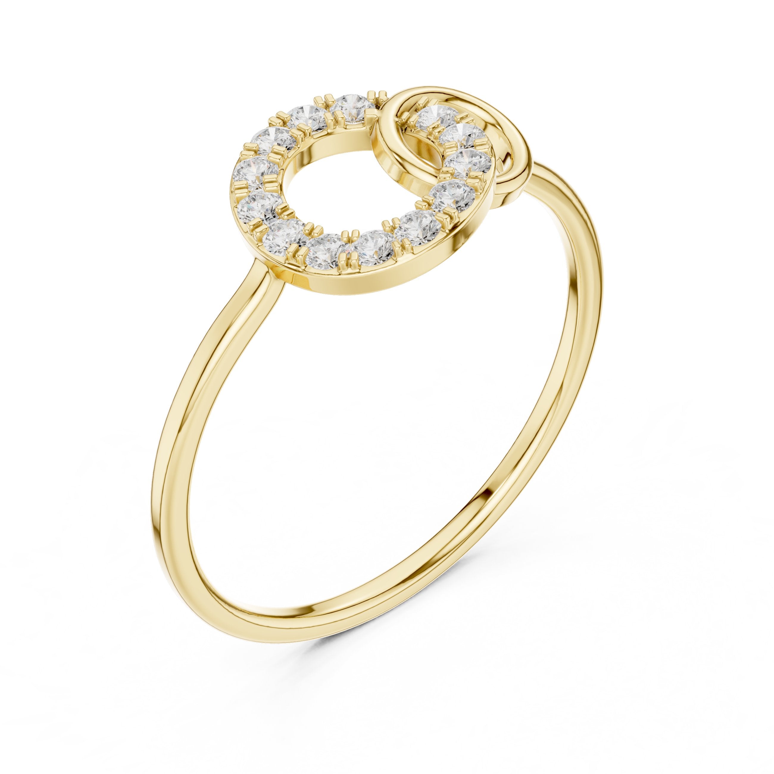 Interlocking Circles Diamond Ring in Yellow Gold - VYKA Diamonds