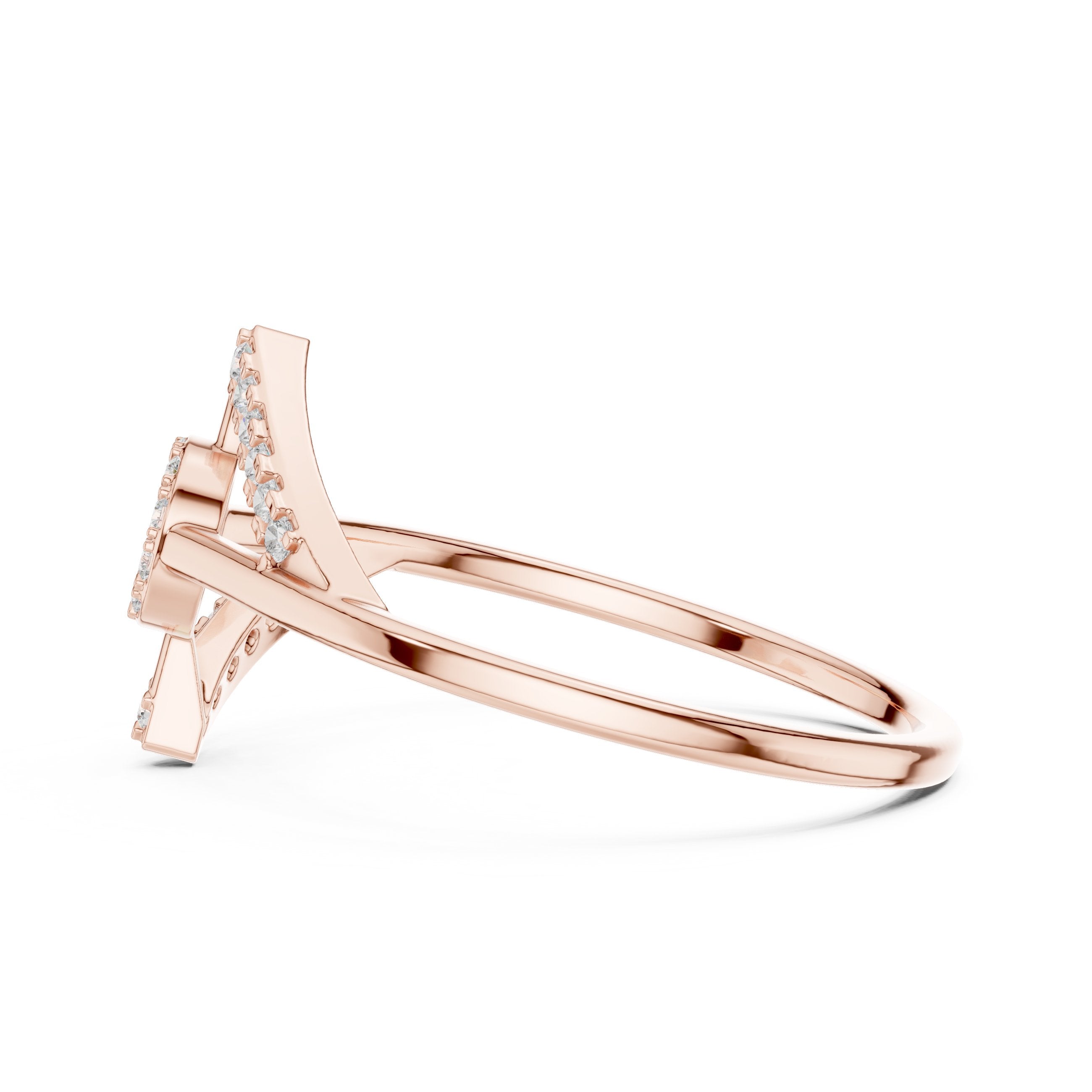 Towering Cluster Diamond Engagement Ring in Rose Gold - VYKA Diamonds