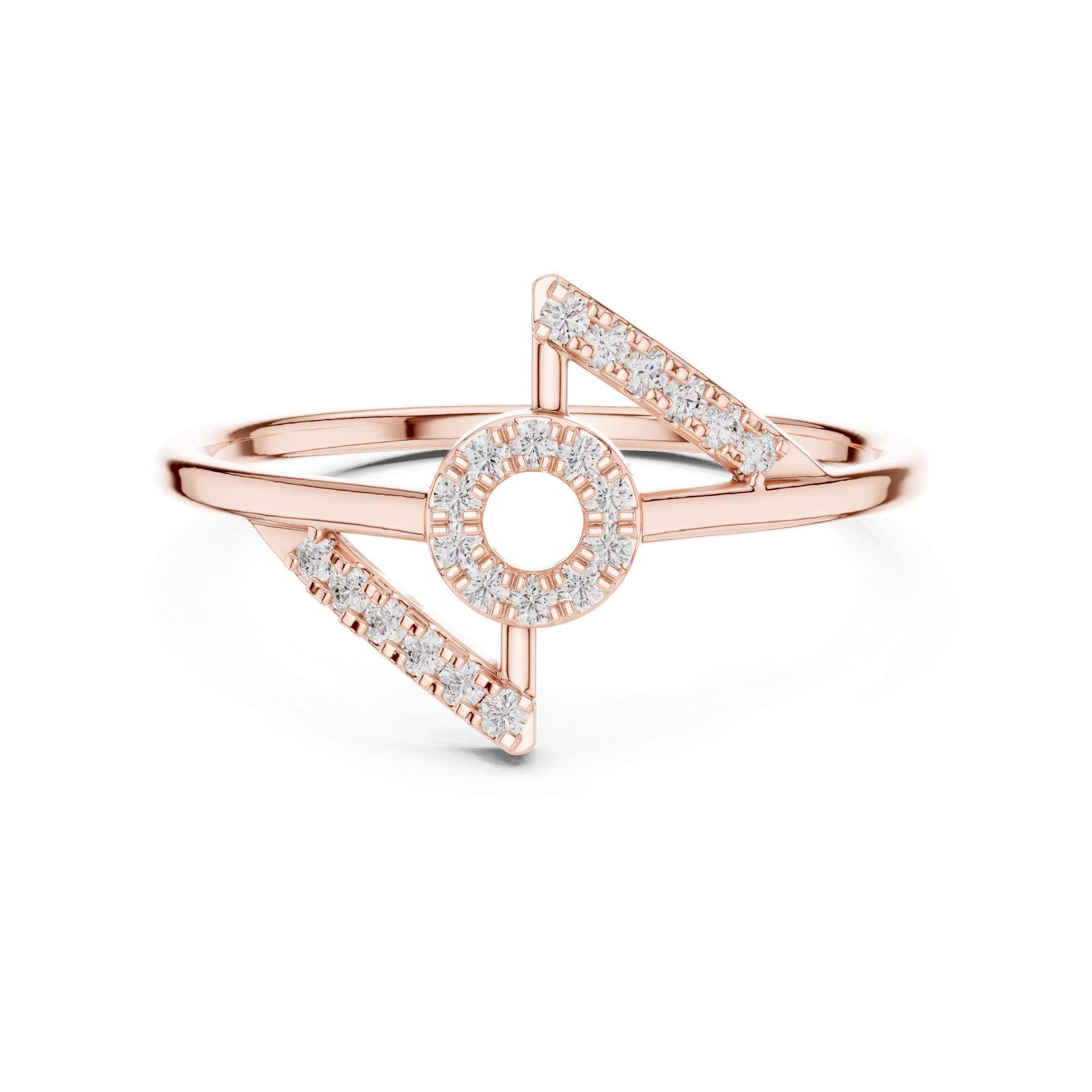 Towering Cluster Diamond Engagement Ring in Rose Gold - VYKA Diamonds