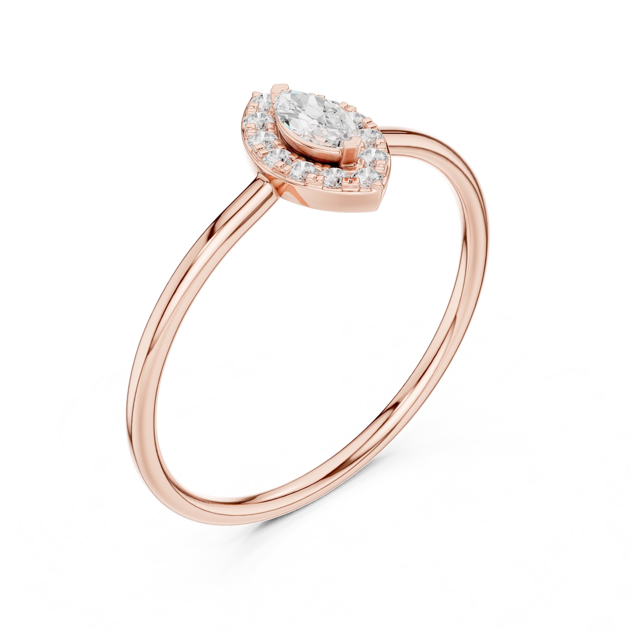 خاتم خطوبة ألماس ملتوٍ بلوري in Rose Gold - VYKA Diamonds