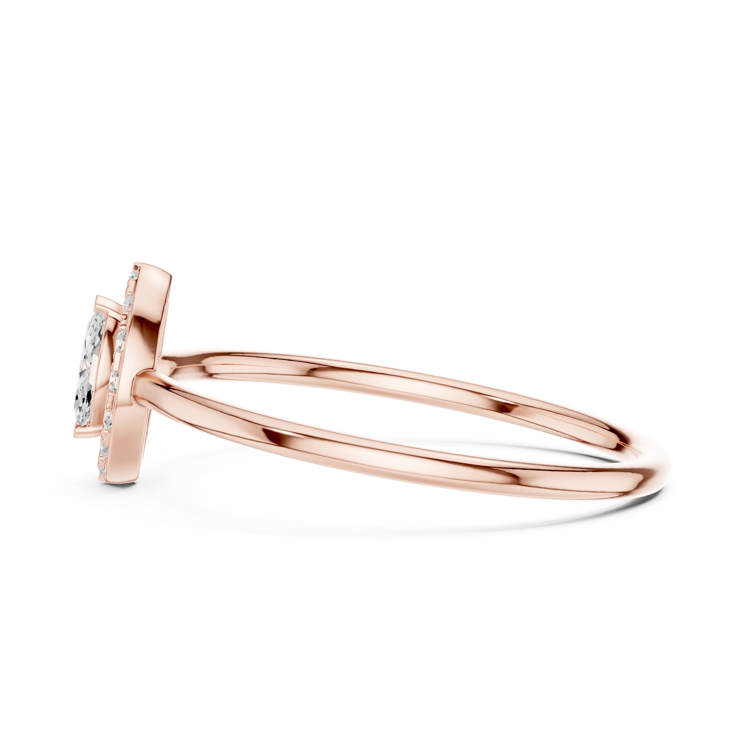 خاتم خطوبة ألماس ملتوٍ بلوري in Rose Gold - VYKA Diamonds