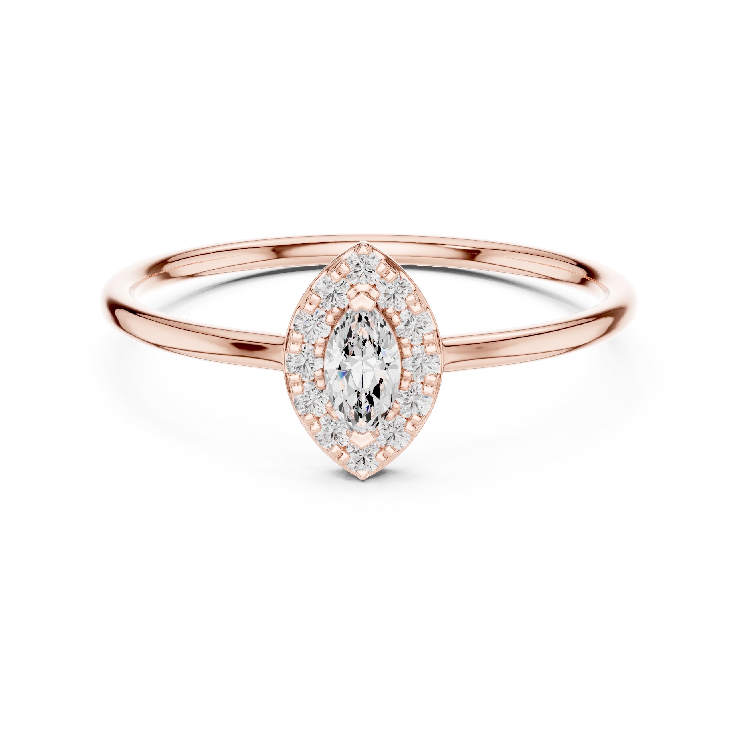 خاتم خطوبة ألماس ملتوٍ بلوري in Rose Gold - VYKA Diamonds