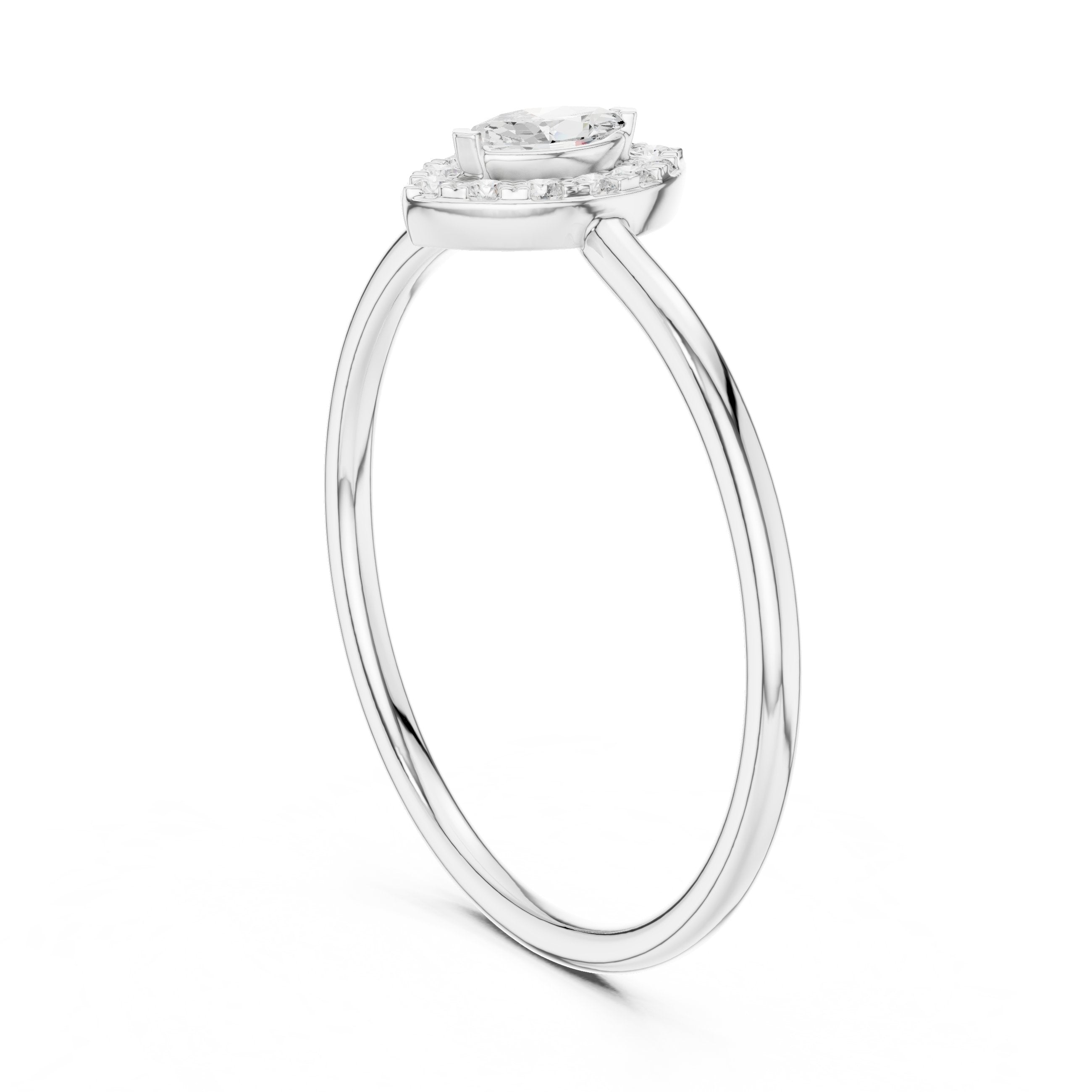 خاتم خطوبة ألماس ملتوٍ بلوري in White Gold - VYKA Diamonds