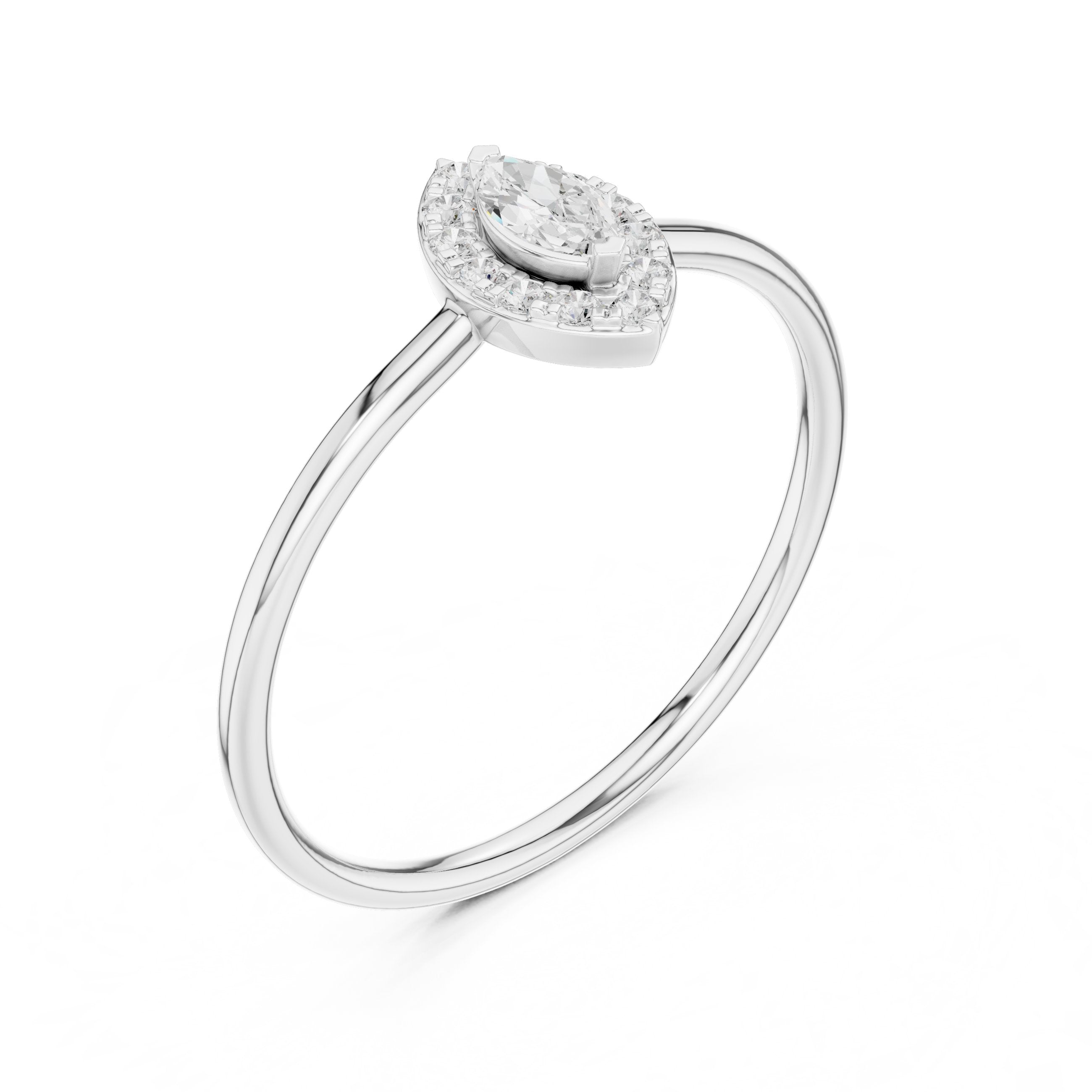 خاتم خطوبة ألماس ملتوٍ بلوري in White Gold - VYKA Diamonds