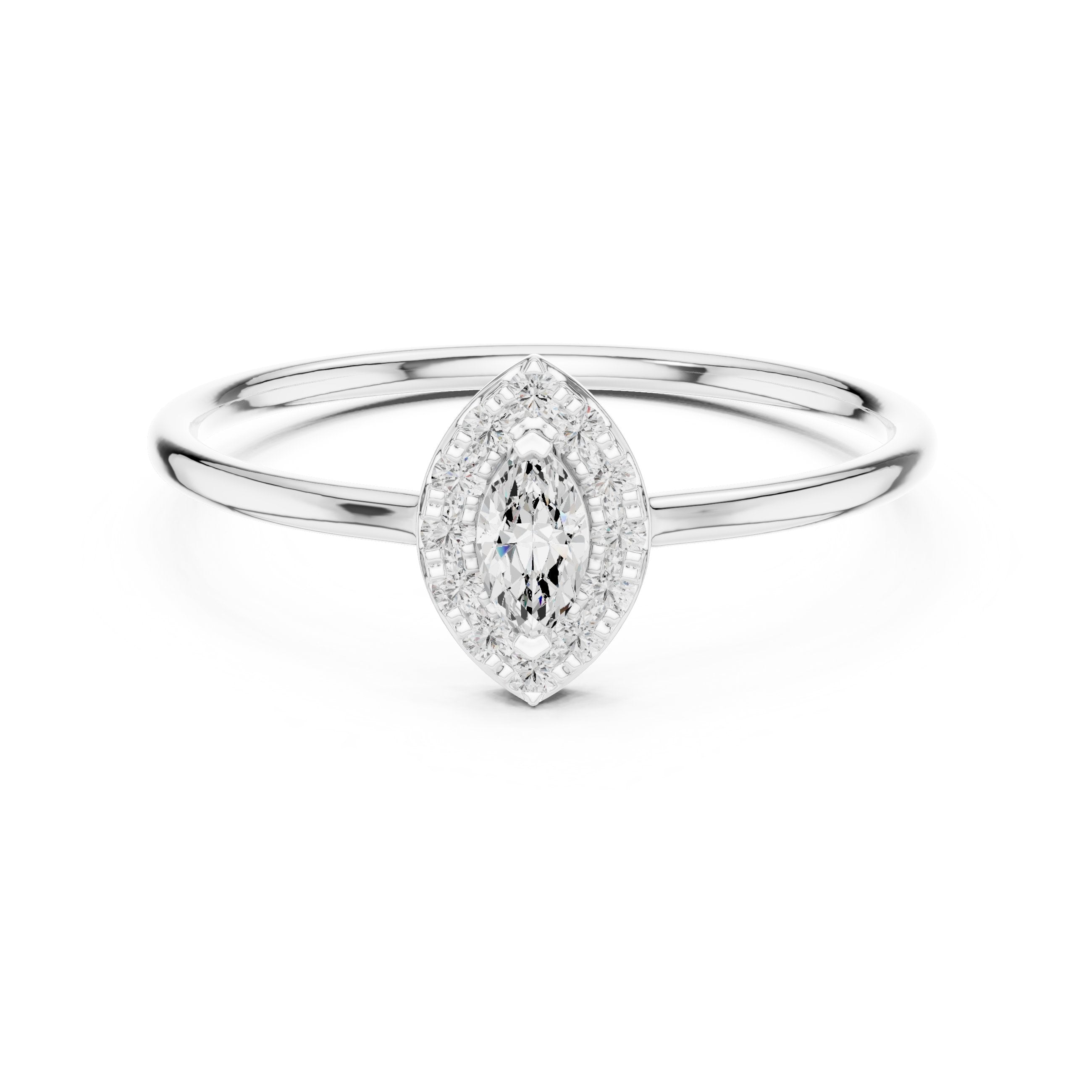 خاتم خطوبة ألماس ملتوٍ بلوري in White Gold - VYKA Diamonds