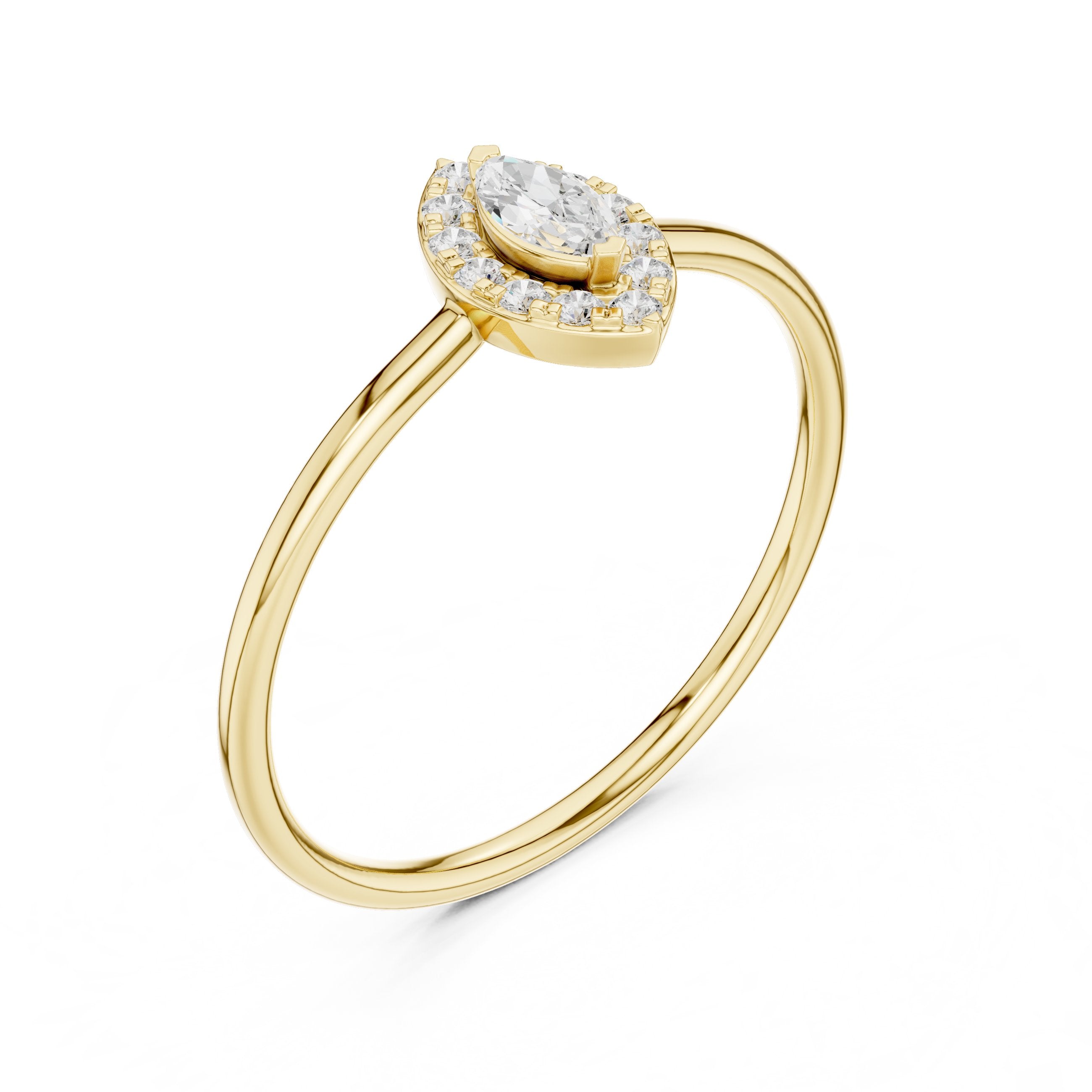 خاتم خطوبة ألماس ملتوٍ بلوري in Yellow Gold - VYKA Diamonds