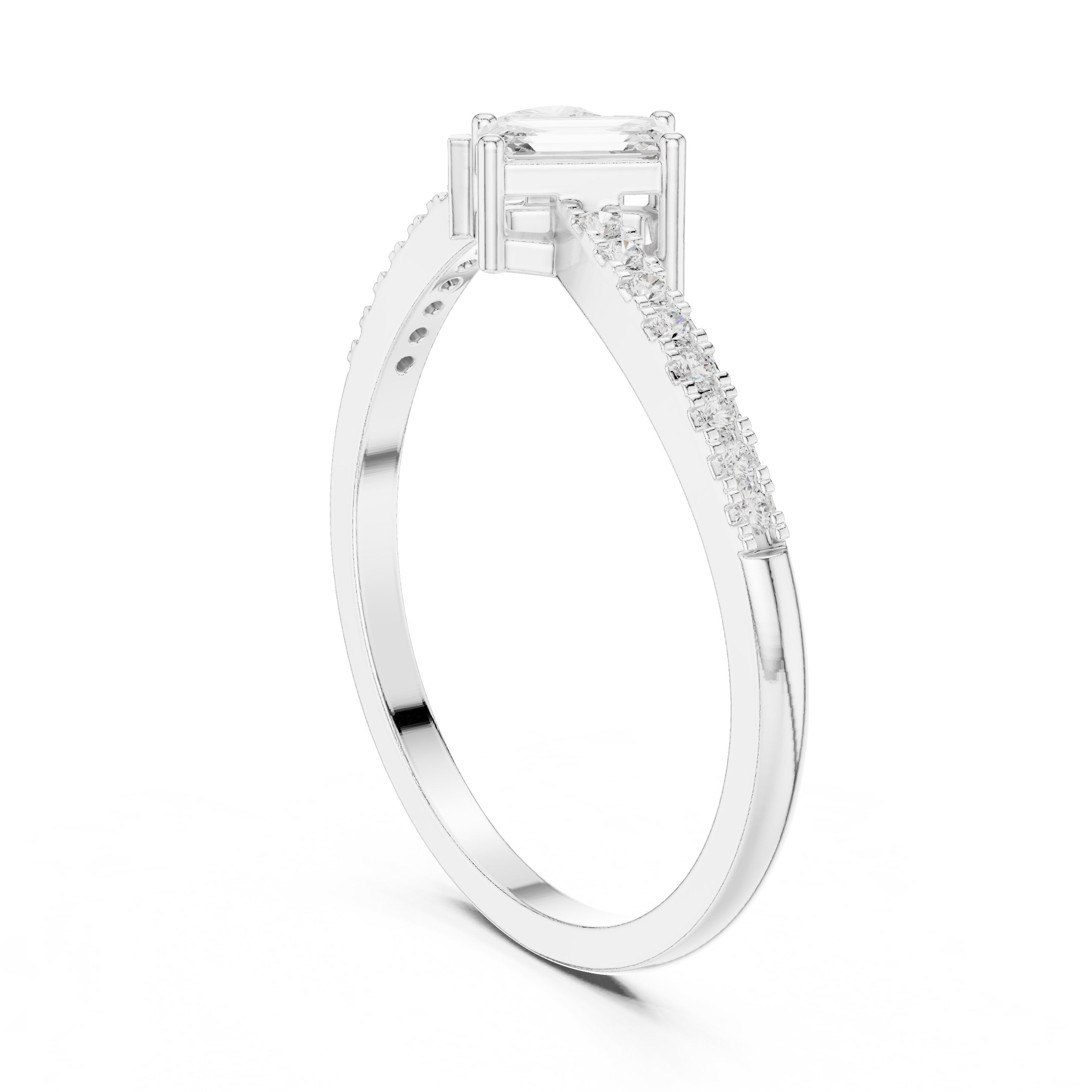 Pear and Emerald Cut Two Stone Ring in White Gold - VYKA Diamonds