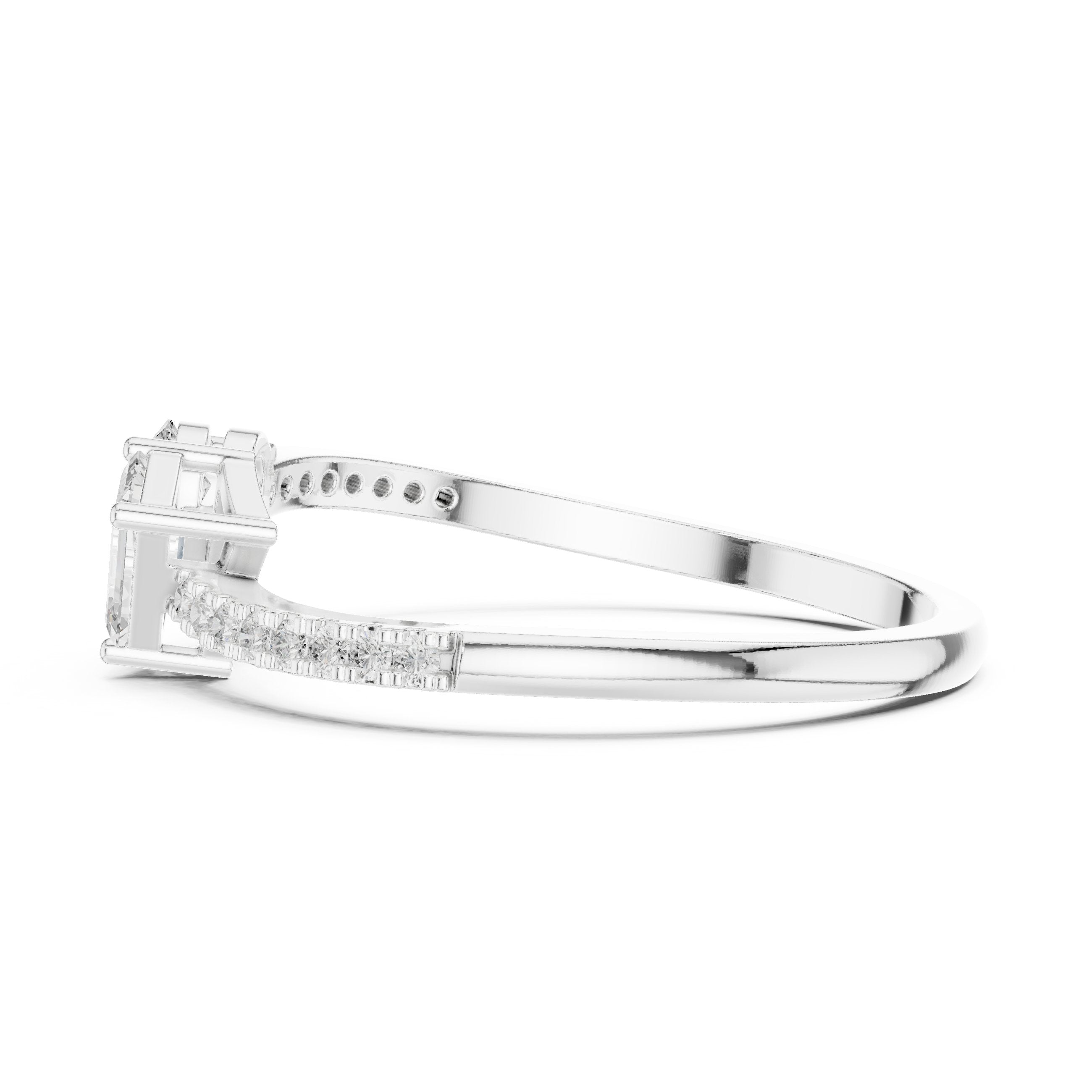 Pear and Emerald Cut Two Stone Ring in White Gold - VYKA Diamonds