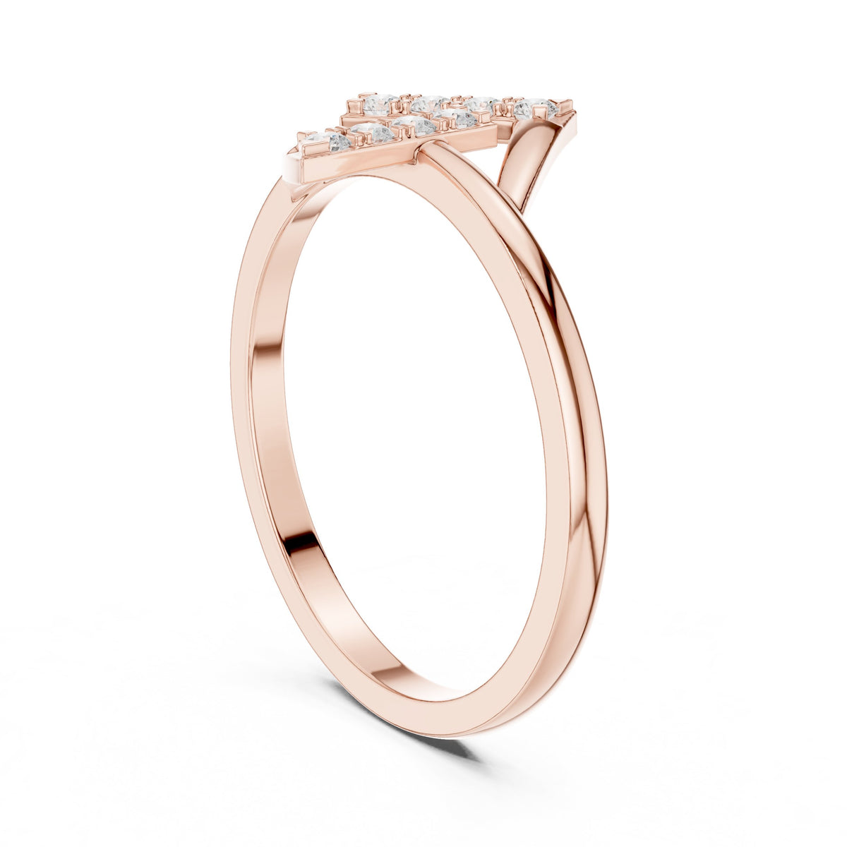 Round Diamond Geometric Z Shape Engagement Ring