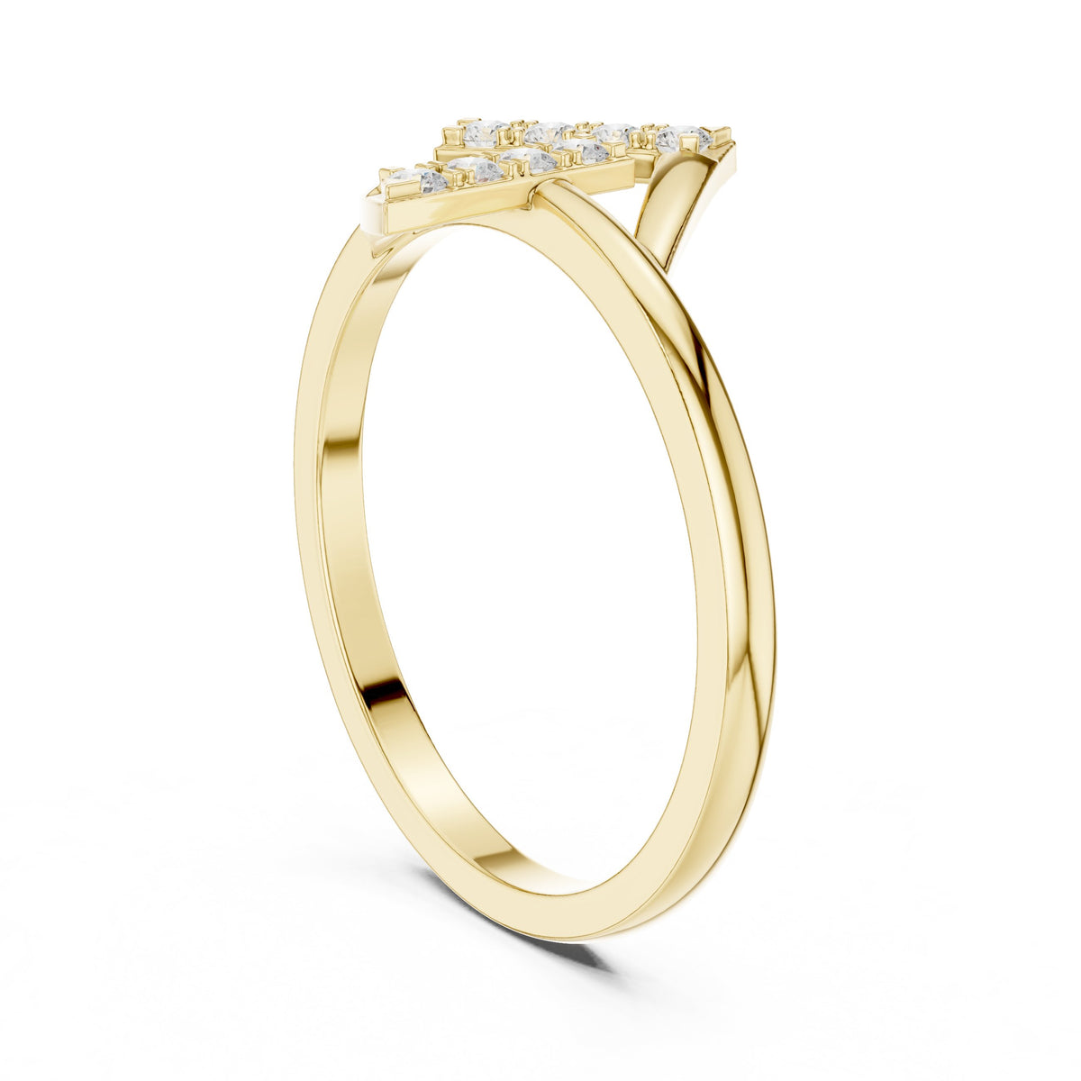 Round Diamond Geometric Z Shape Engagement Ring