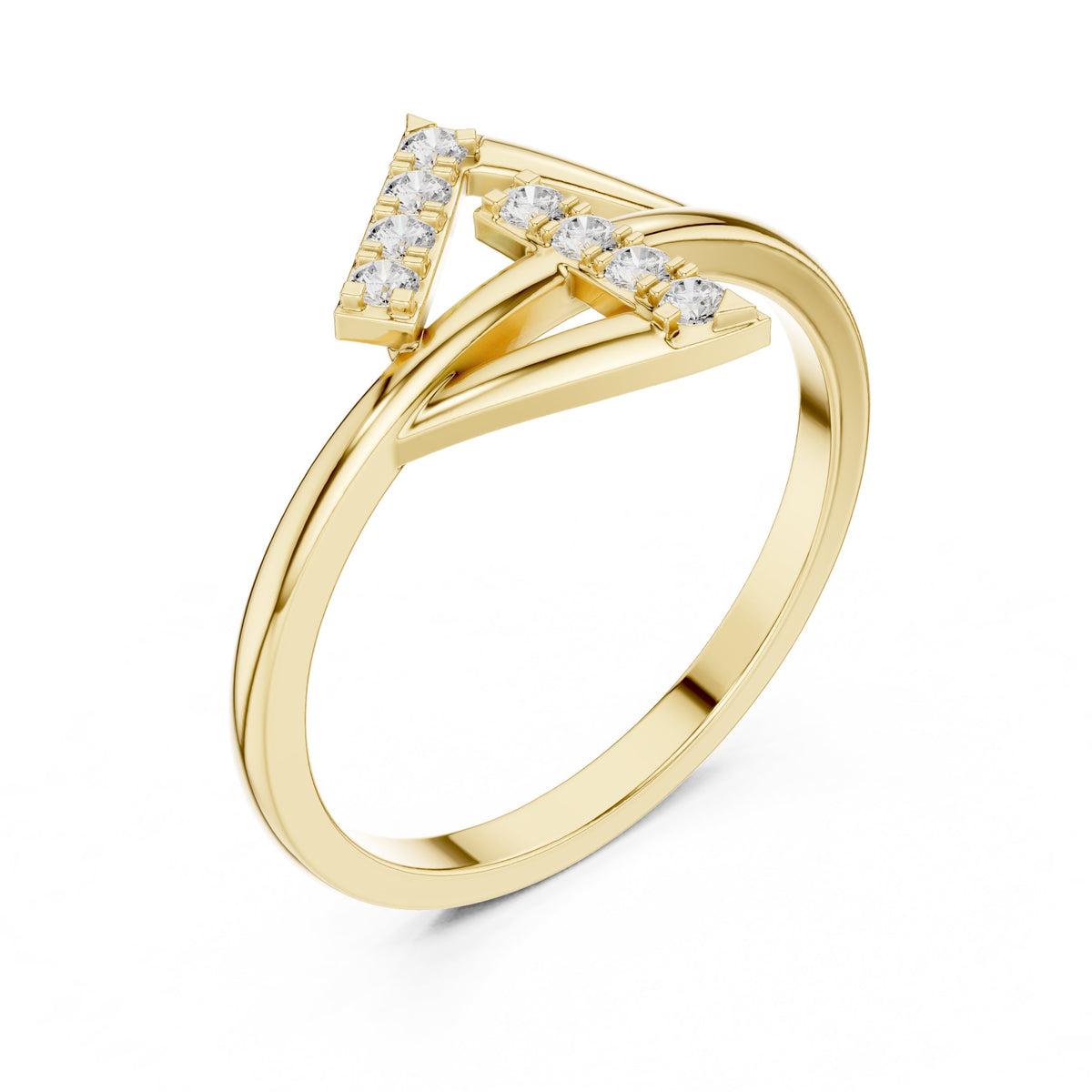 Round Diamond Geometric Z Shape Engagement Ring
