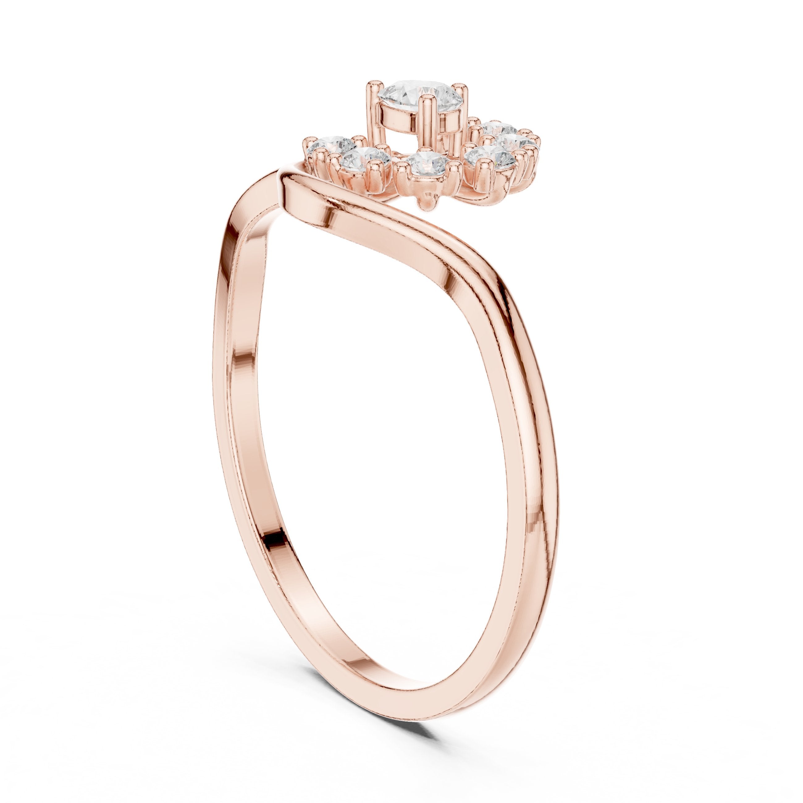 Alluring Tapered Diamond Engagement Ring in Rose Gold - VYKA Diamonds