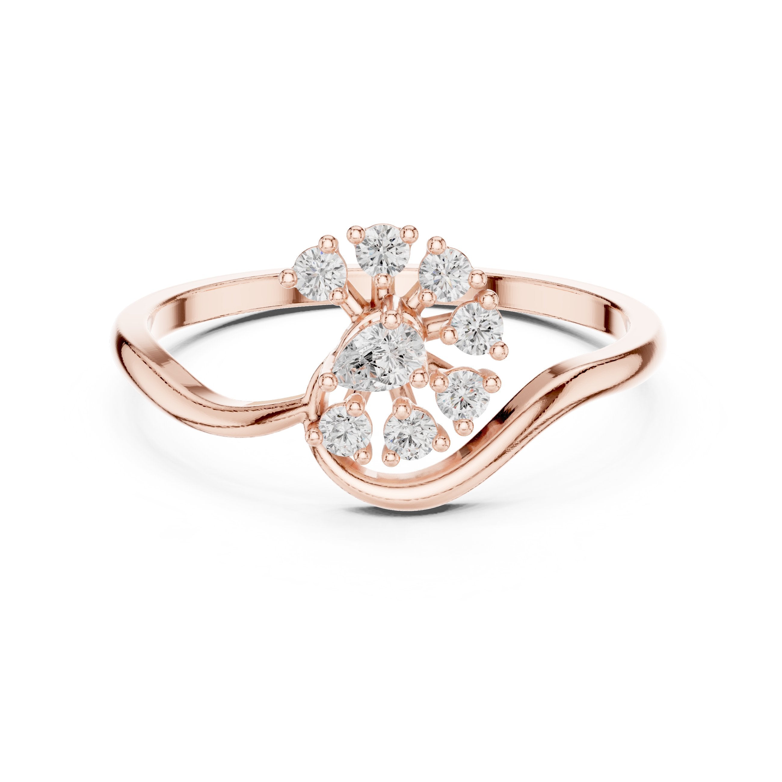 Alluring Tapered Diamond Engagement Ring in Rose Gold - VYKA Diamonds