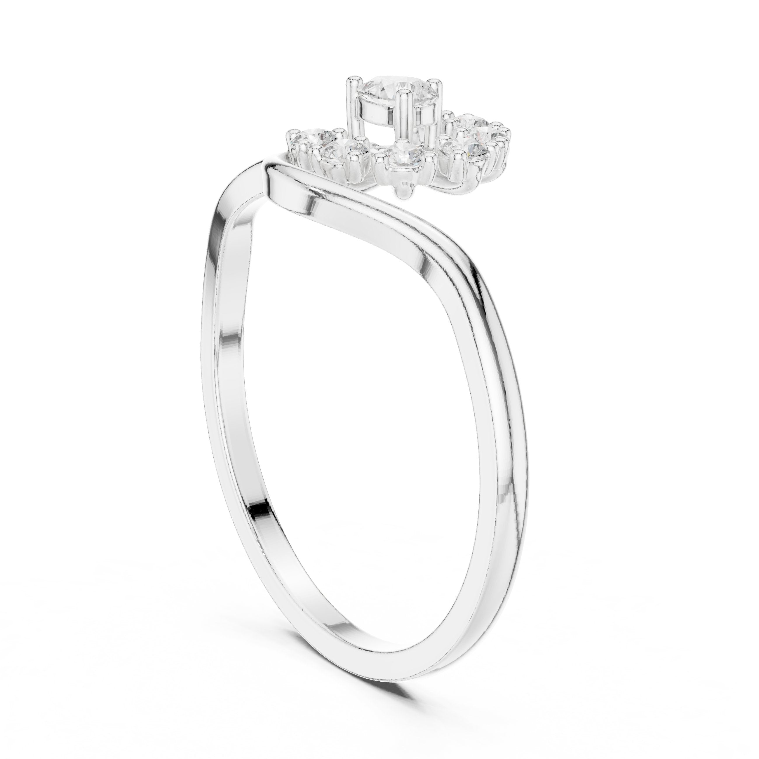 Alluring Tapered Diamond Engagement Ring in White Gold - VYKA Diamonds