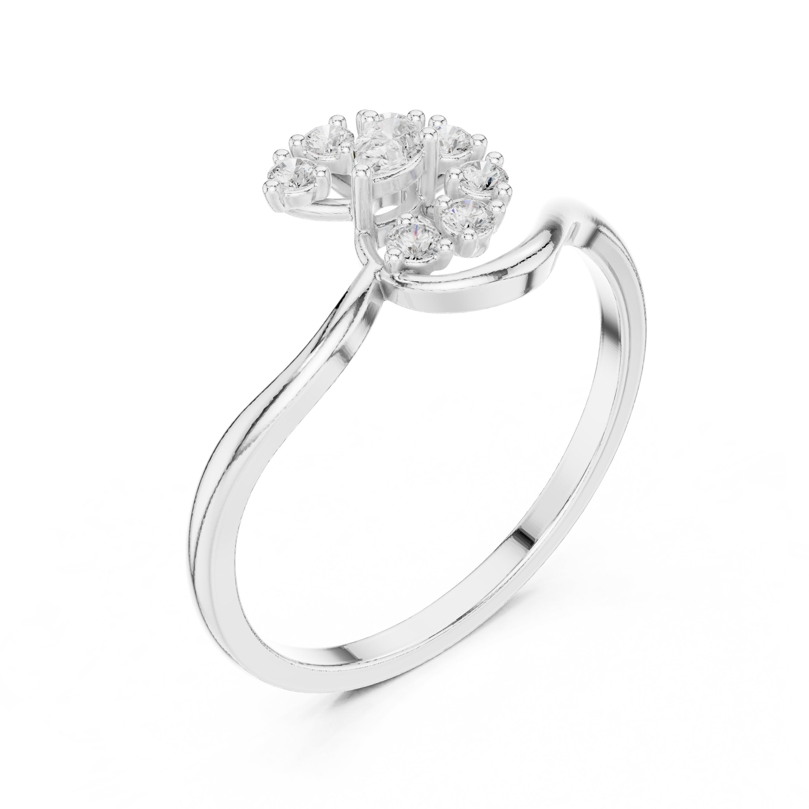 Alluring Tapered Diamond Engagement Ring in White Gold - VYKA Diamonds