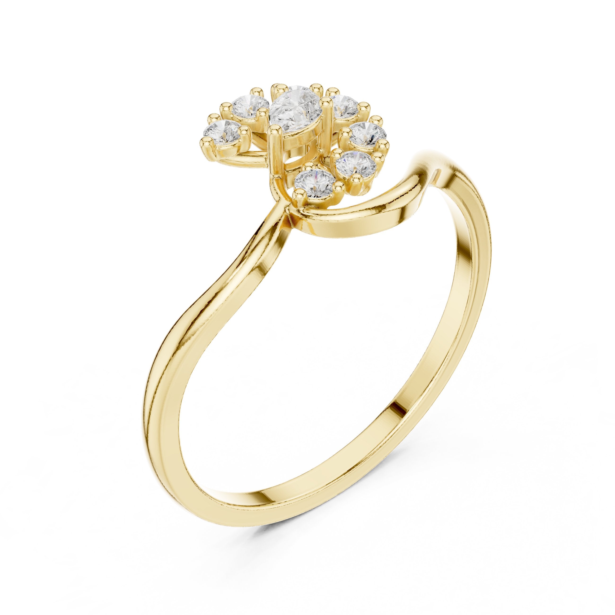 Alluring Tapered Diamond Engagement Ring in Yellow Gold - VYKA Diamonds