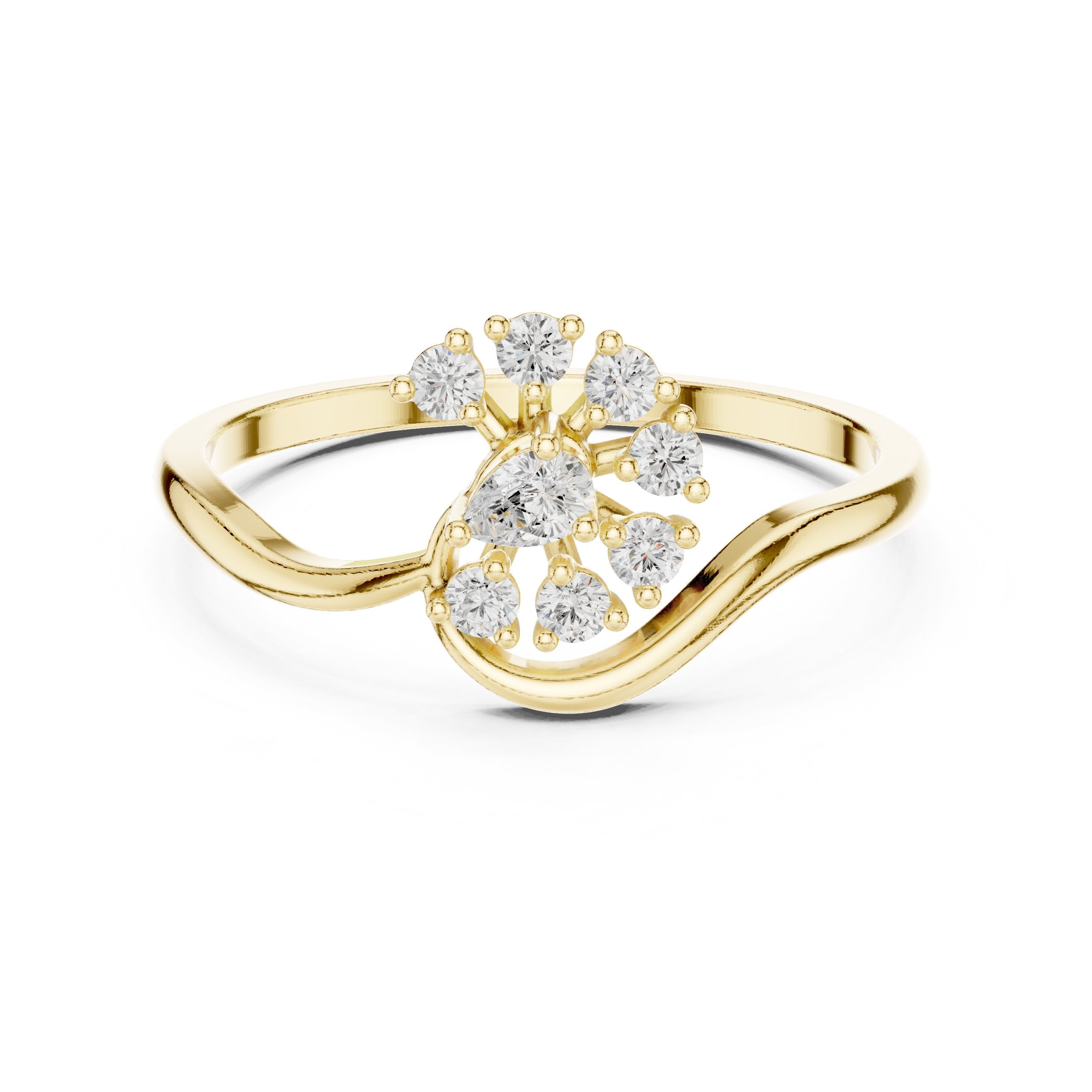 Alluring Tapered Diamond Engagement Ring in Yellow Gold - VYKA Diamonds