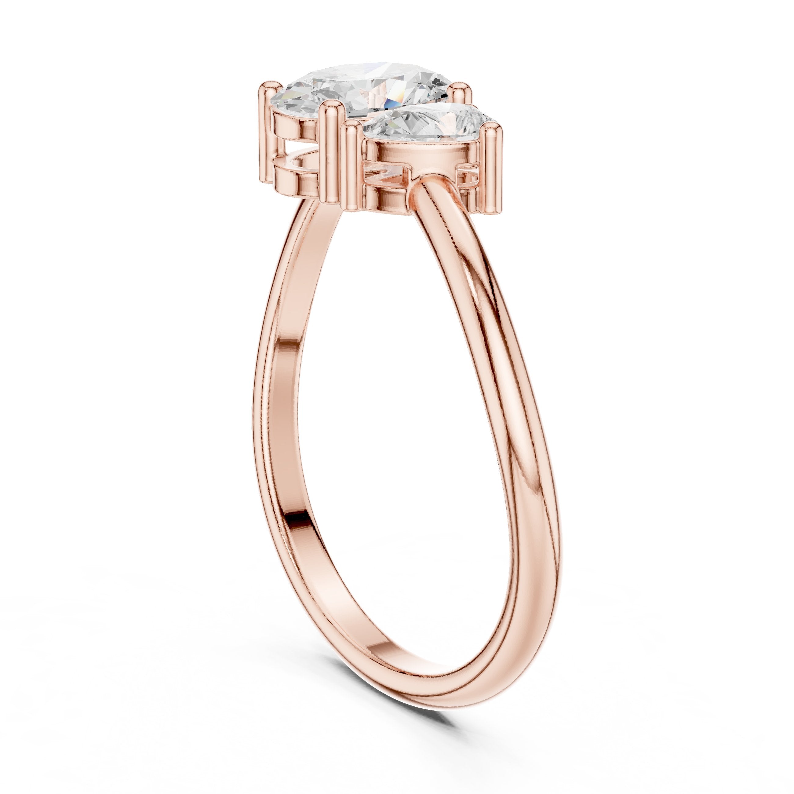 Oval and Pear Toi et Moi Engagement Ring in Rose Gold - VYKA Diamonds