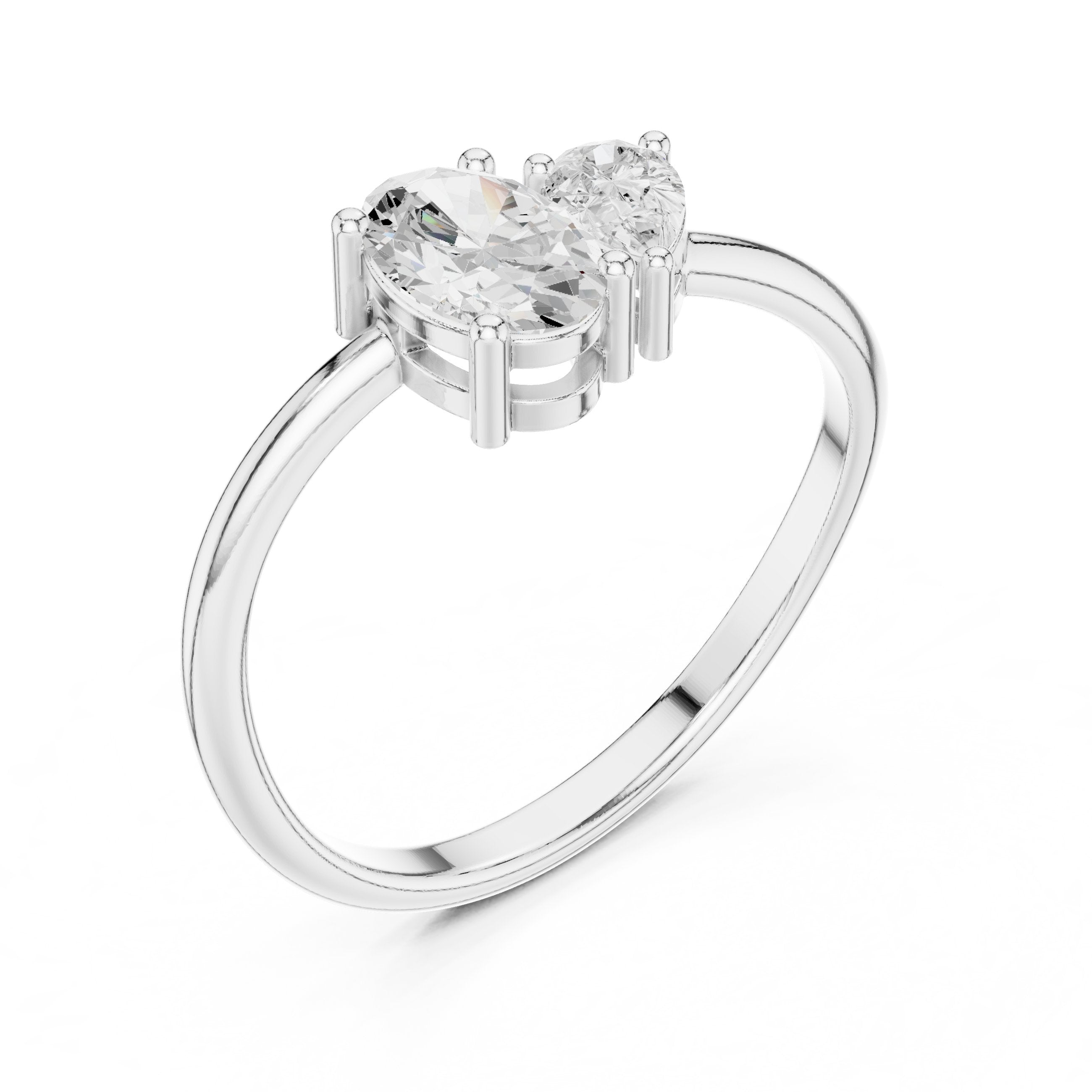 Oval and Pear Toi et Moi Engagement Ring in White Gold - VYKA Diamonds