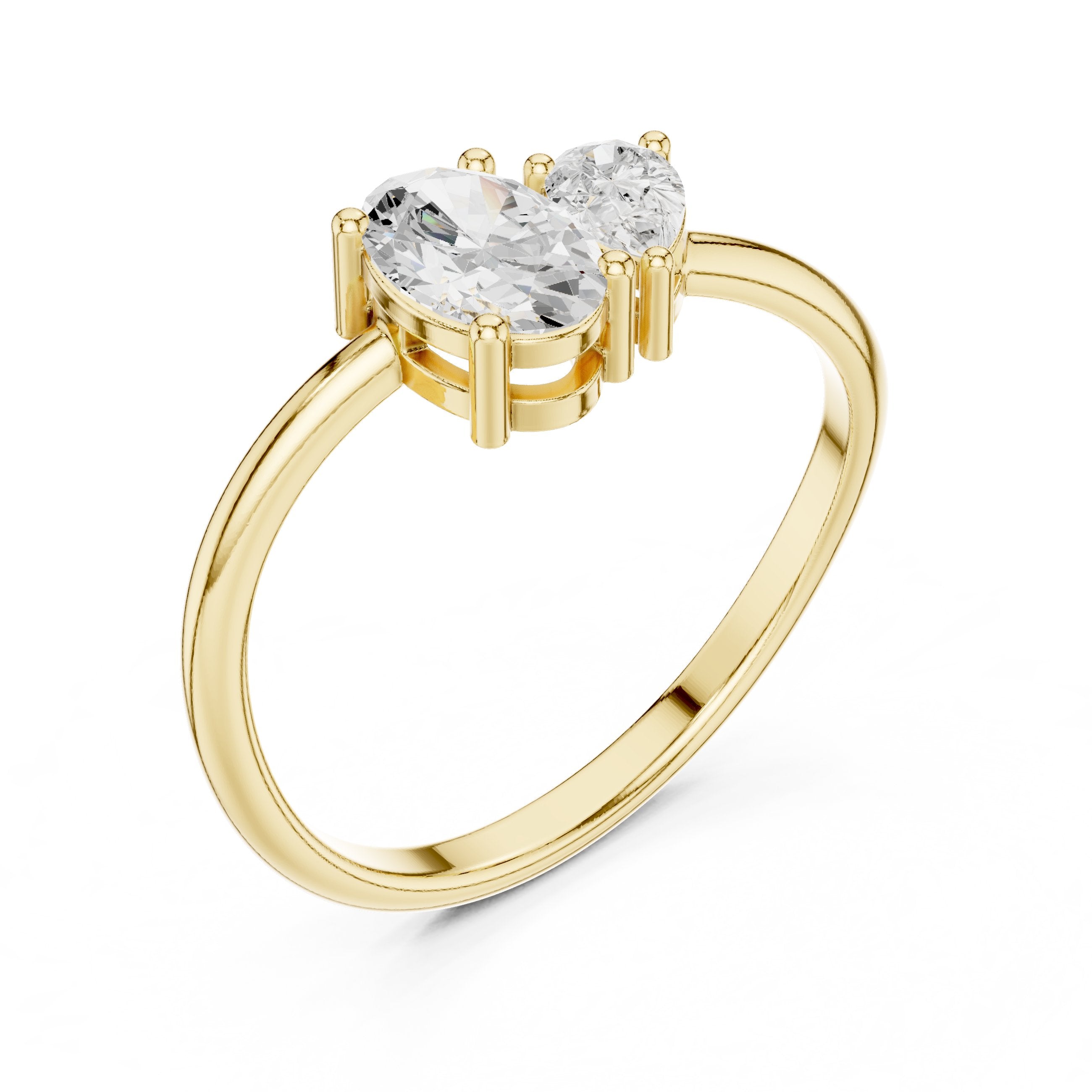 Oval and Pear Toi et Moi Engagement Ring in Yellow Gold - VYKA Diamonds